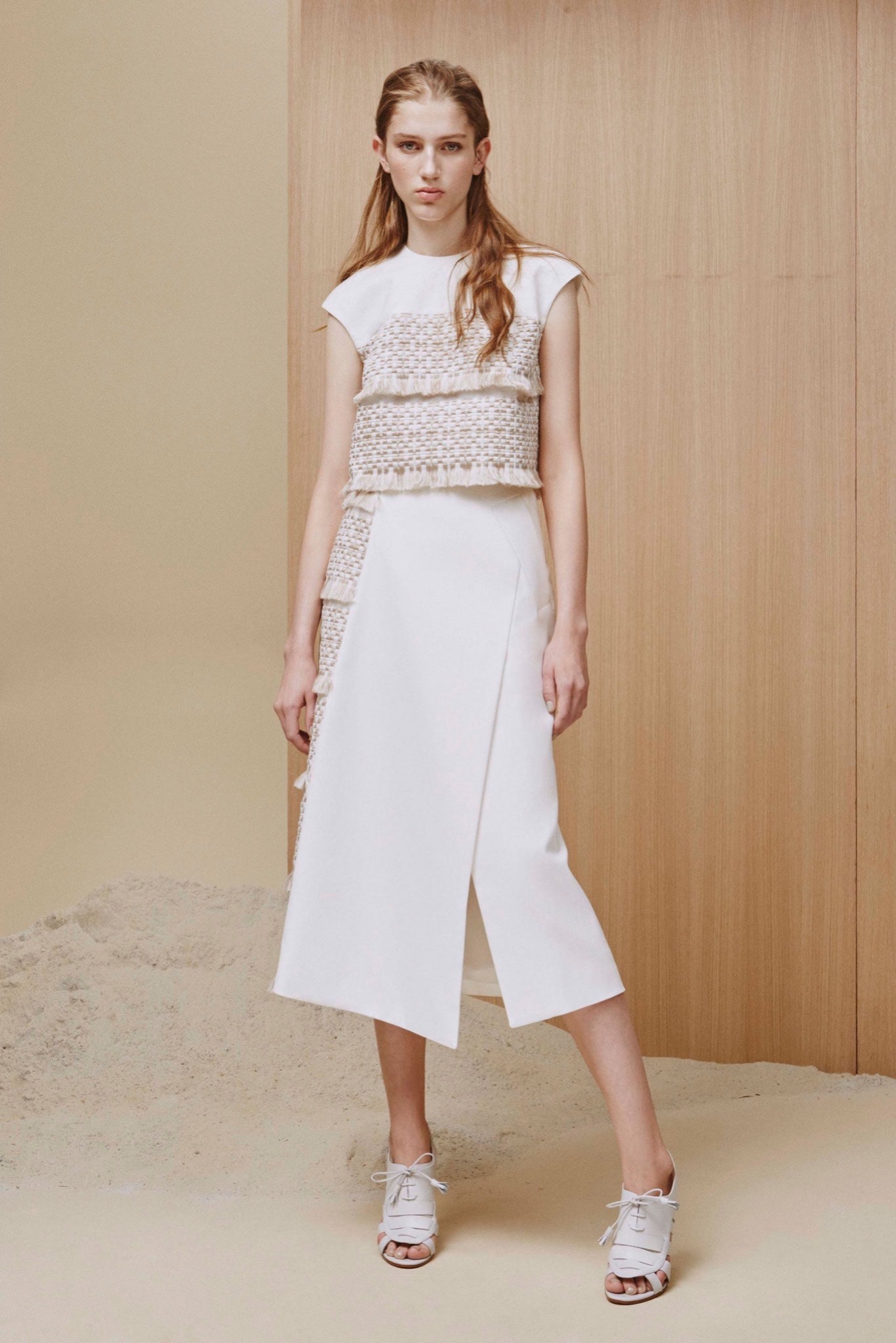 white fitted midi dress
