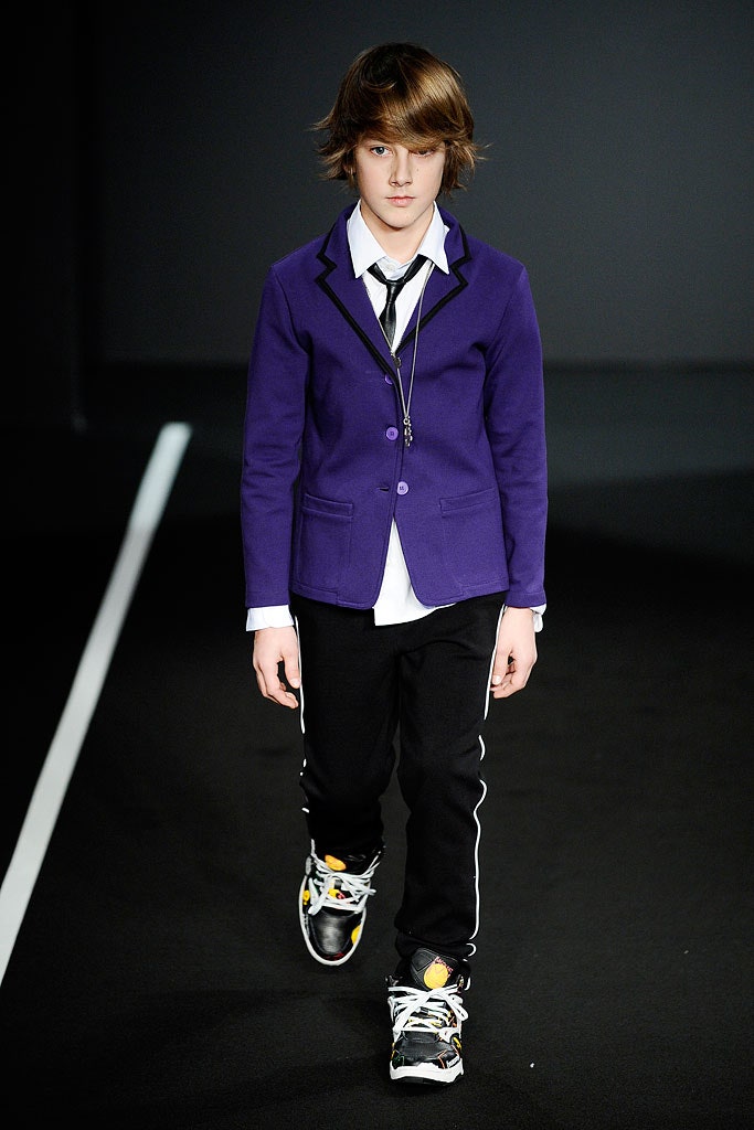purple tailored blazer with black pants