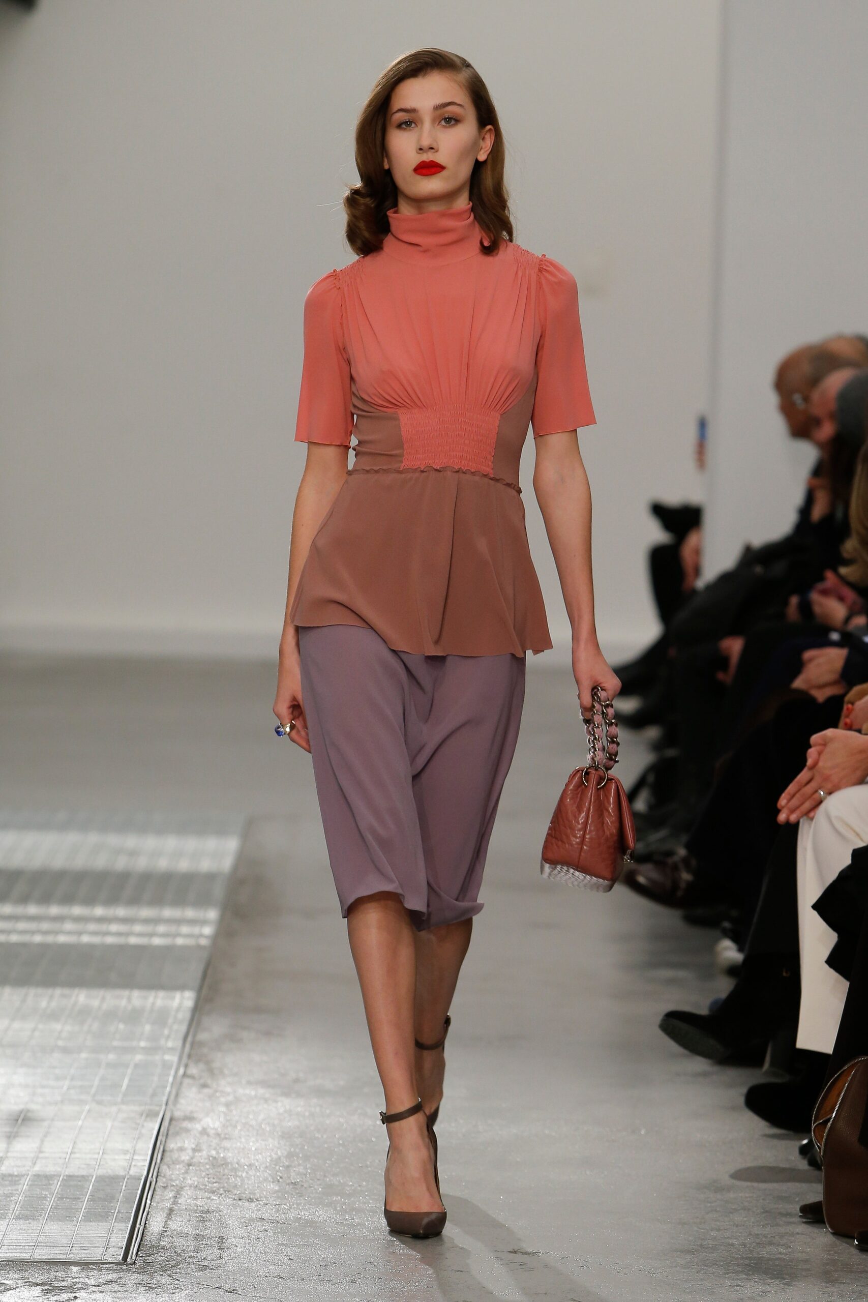 pink and purple fitted top with relaxed pants