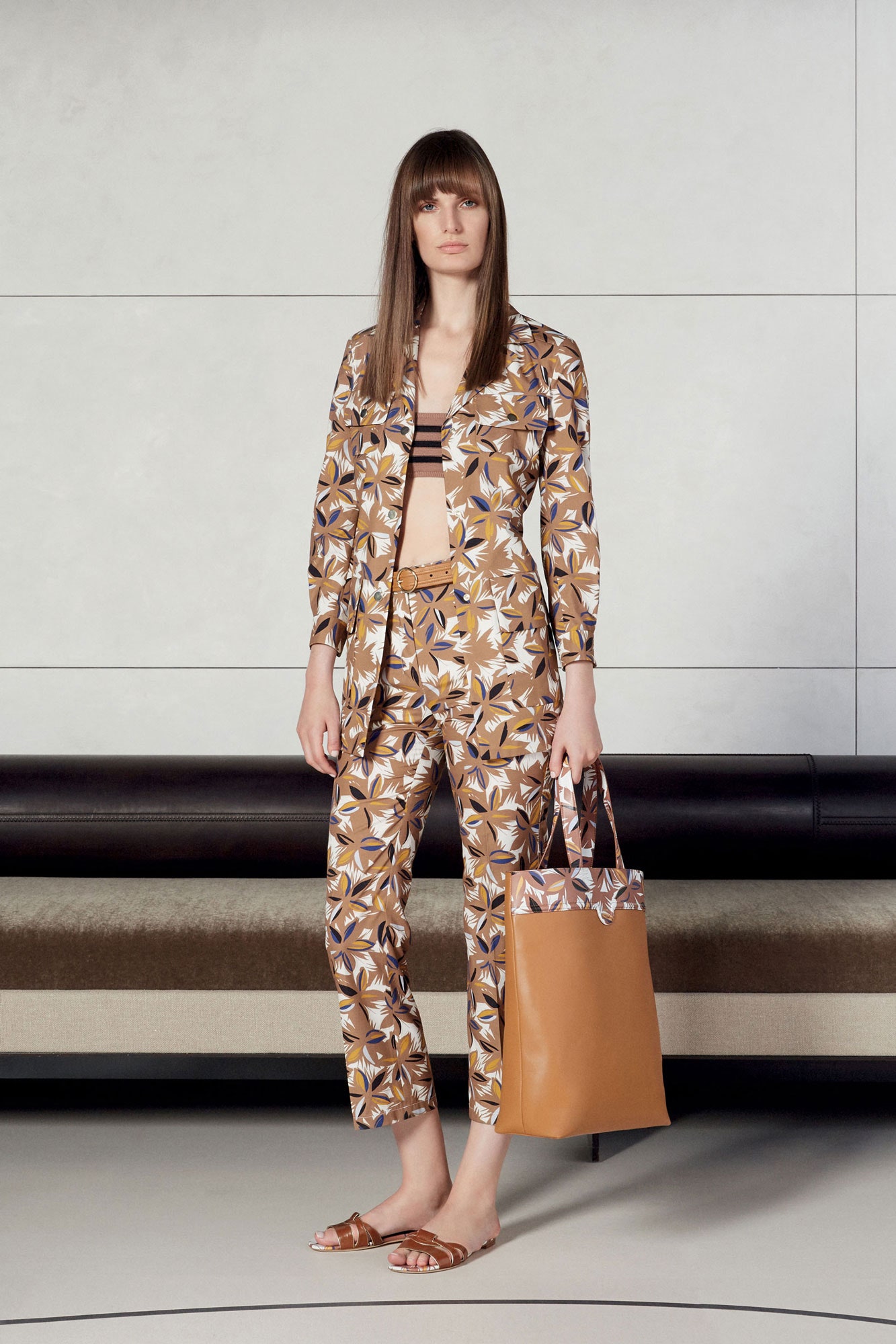 printed brown shirt and pants
