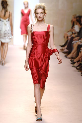 fitted red silk dress