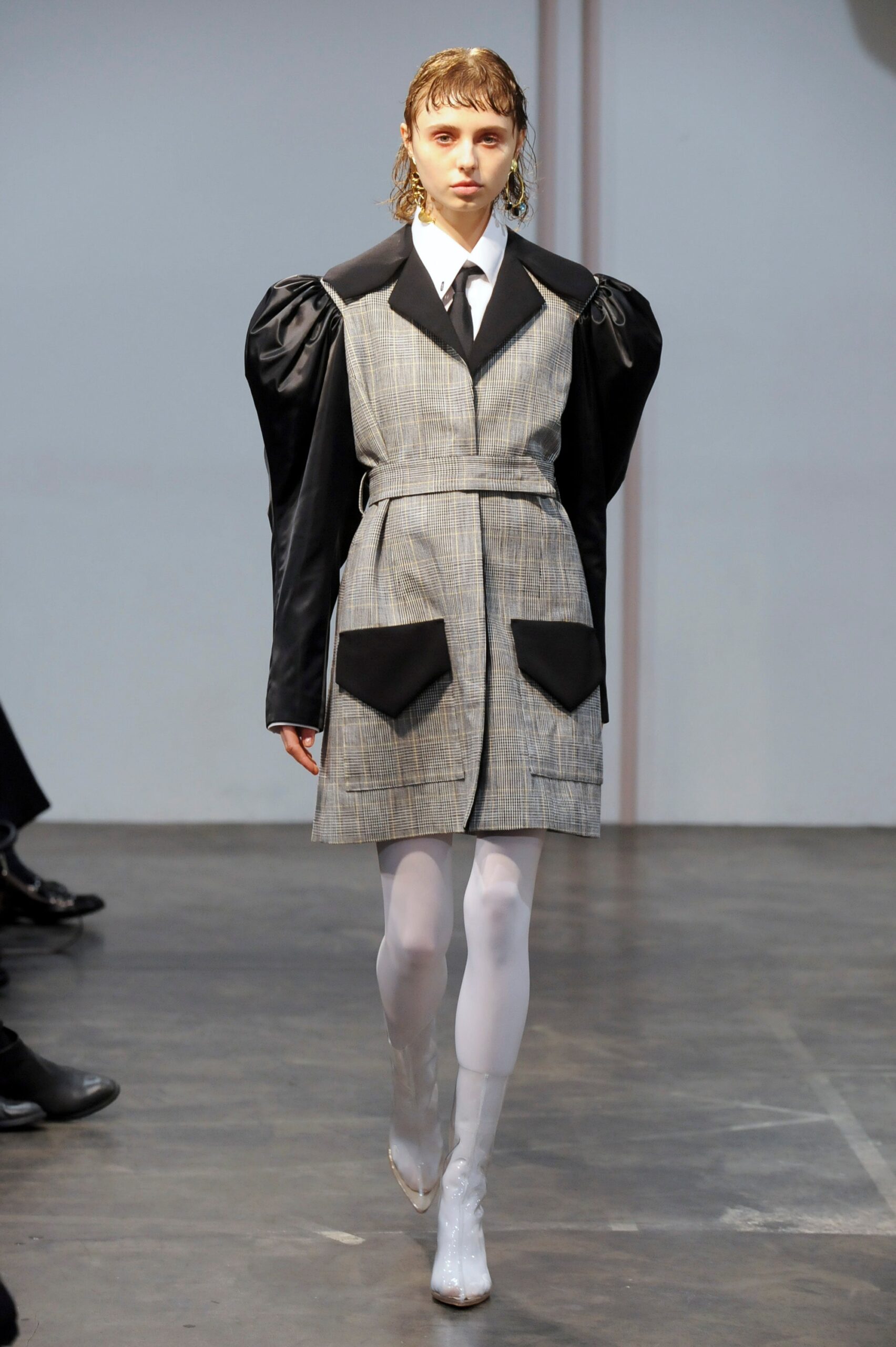 gray and black fitted dress