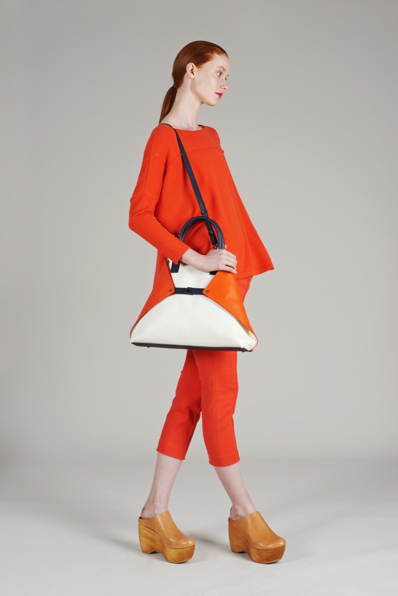 orange relaxed top with cropped pants