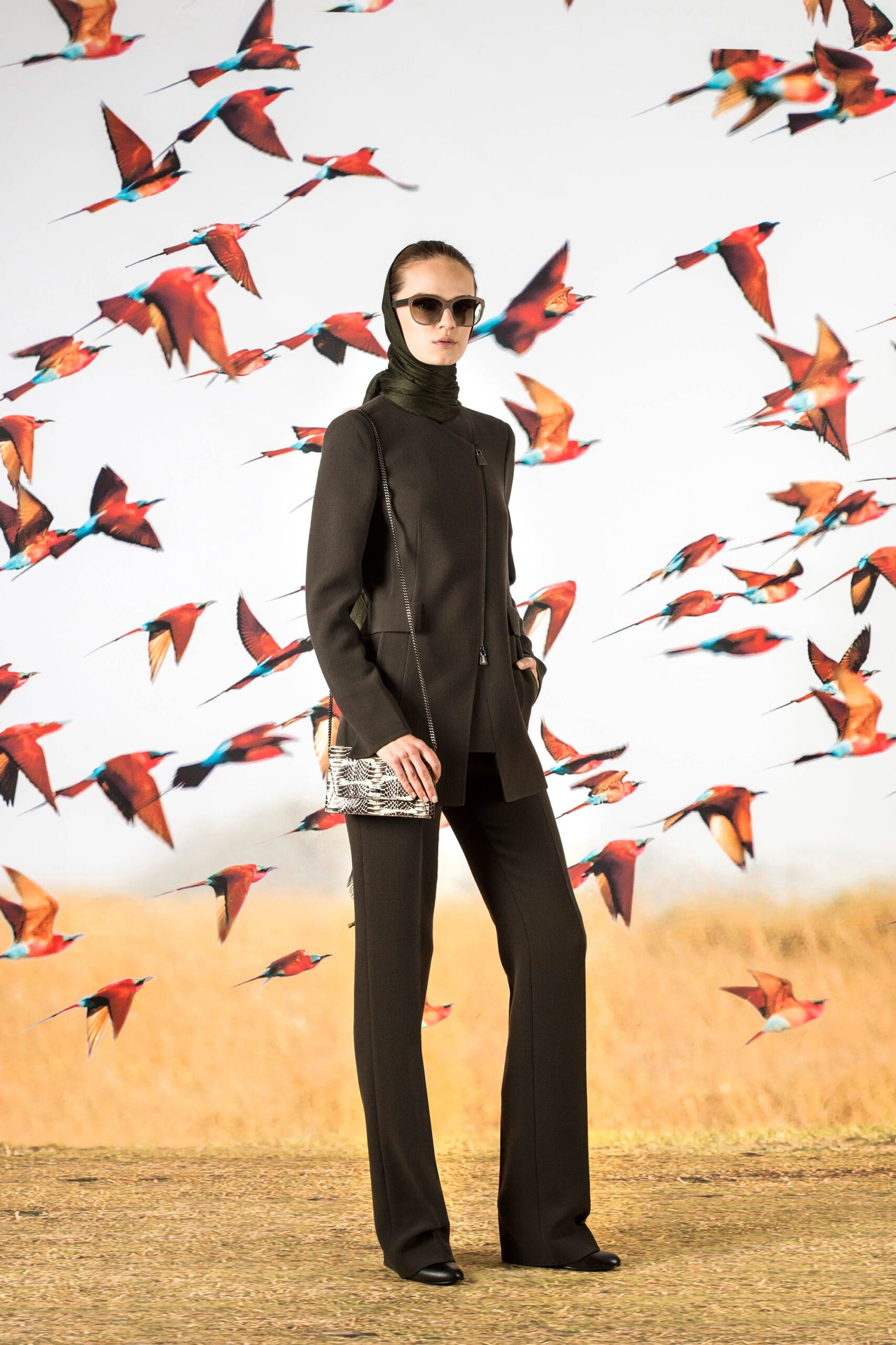 black tailored blazer and slim pants