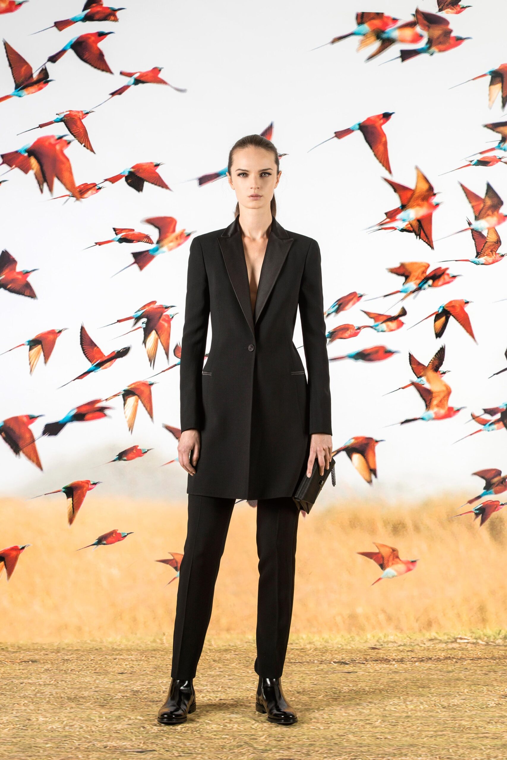 black tailored blazer and pants