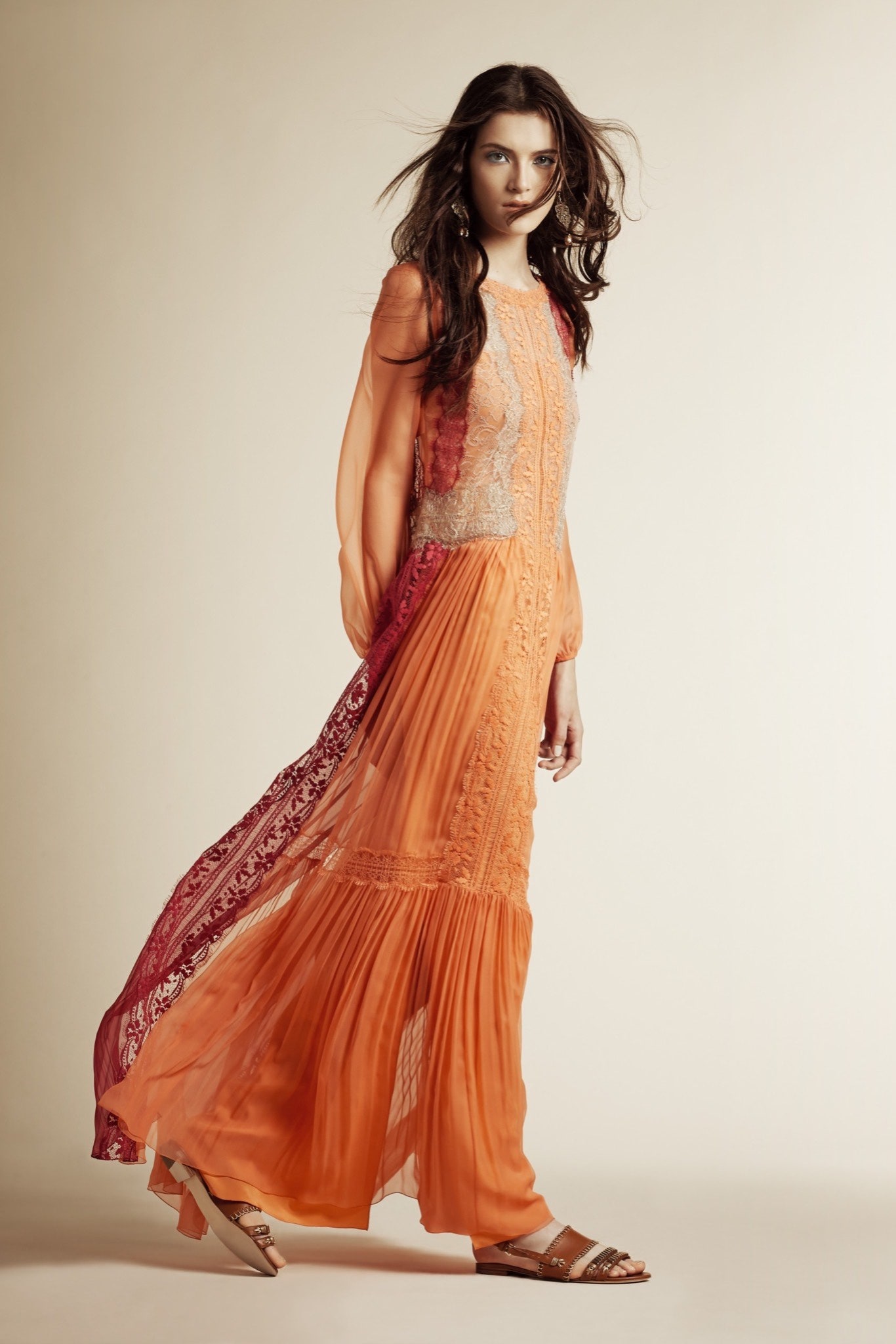 orange silk maxi dress