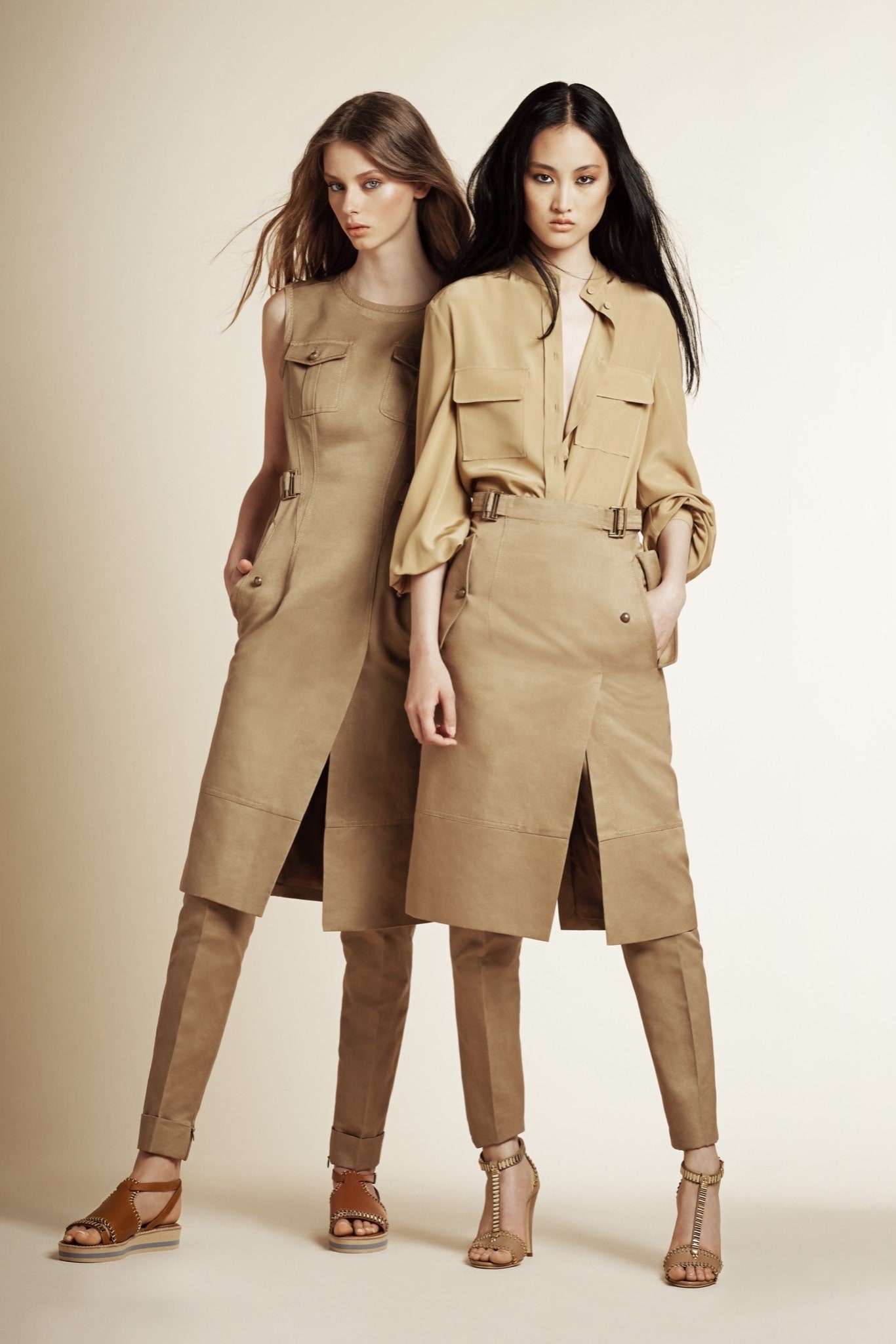 beige midi dress and shirt