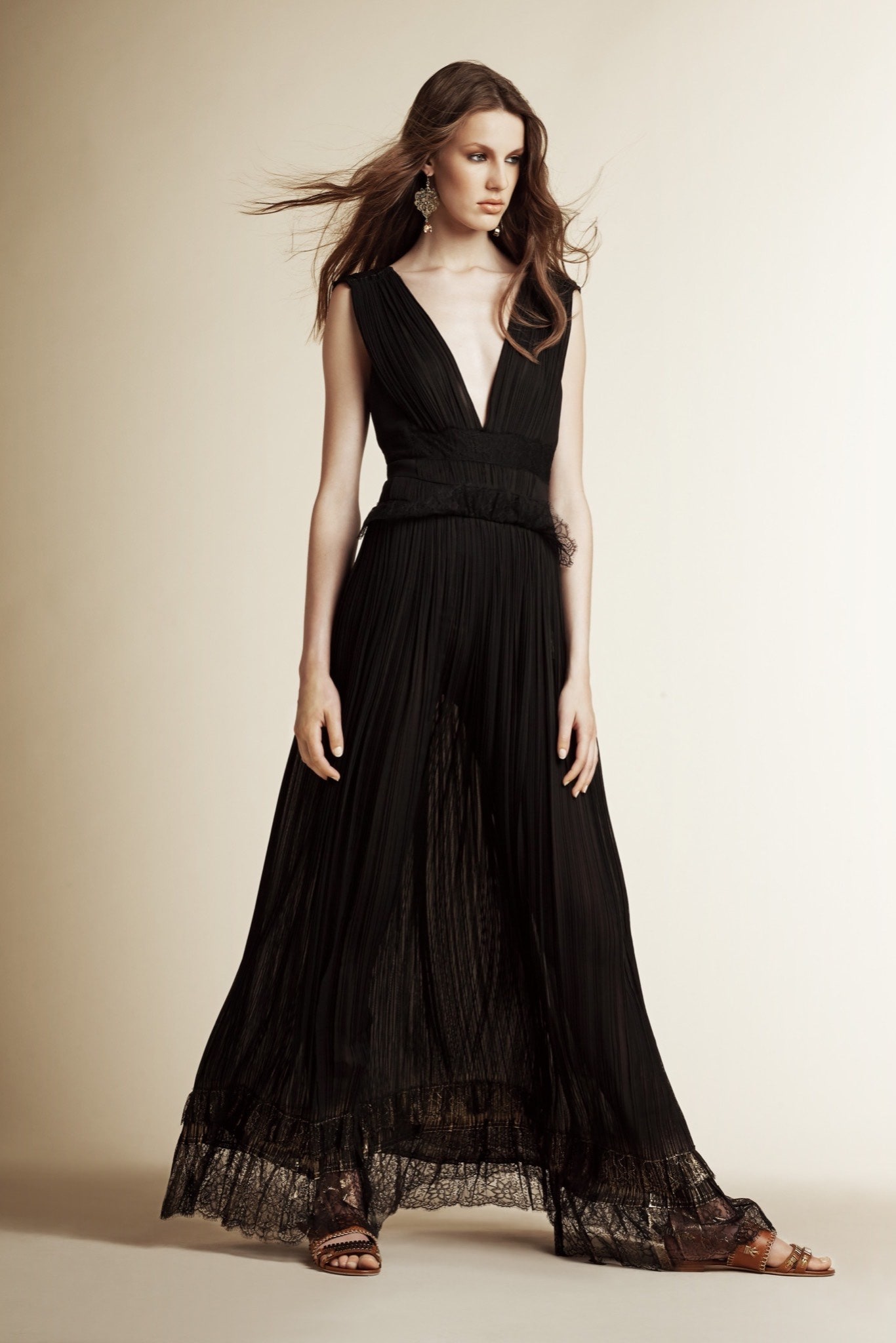 black pleated maxi dress