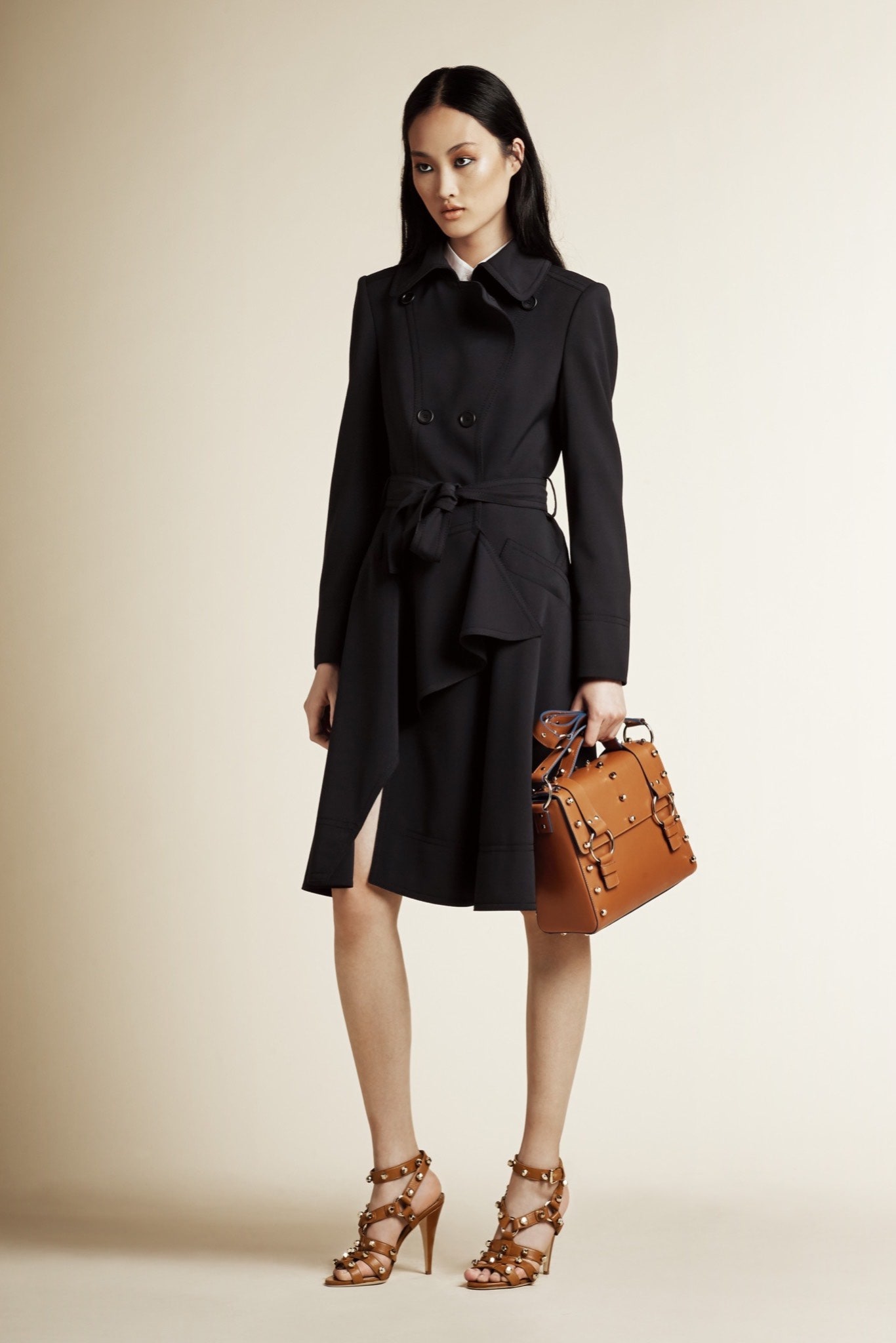 black fitted trench coat