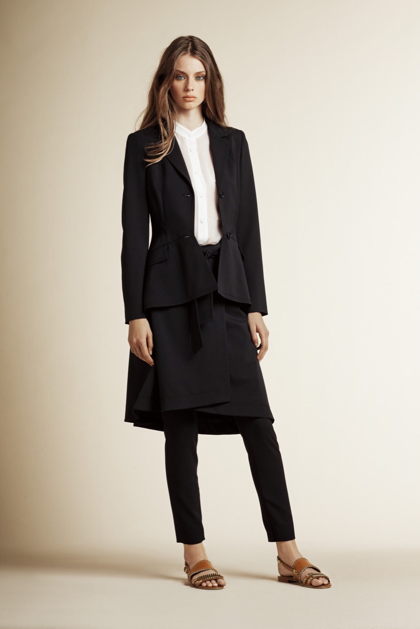 black tailored blazer with white shirt