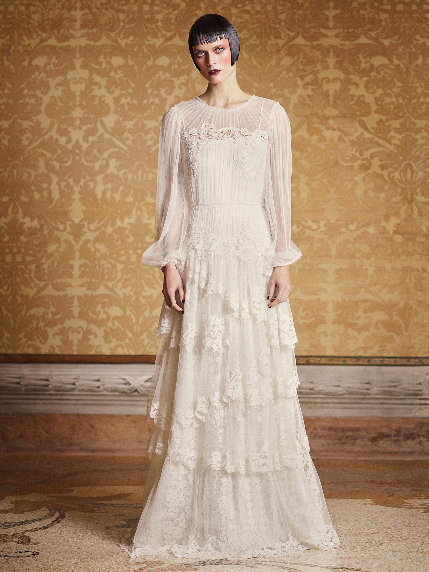 ivory silk lace gown