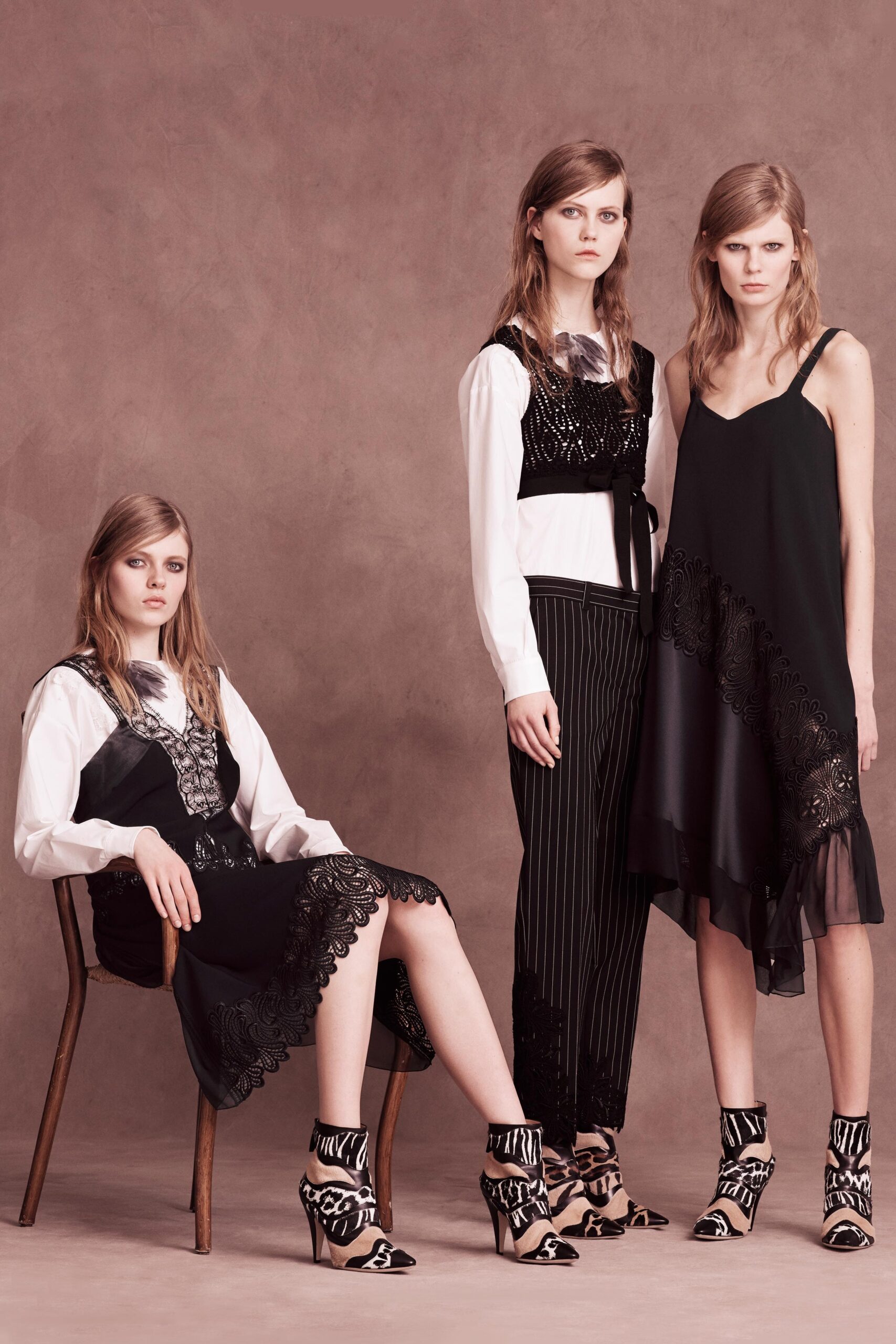 black silk midi dress and white blouse