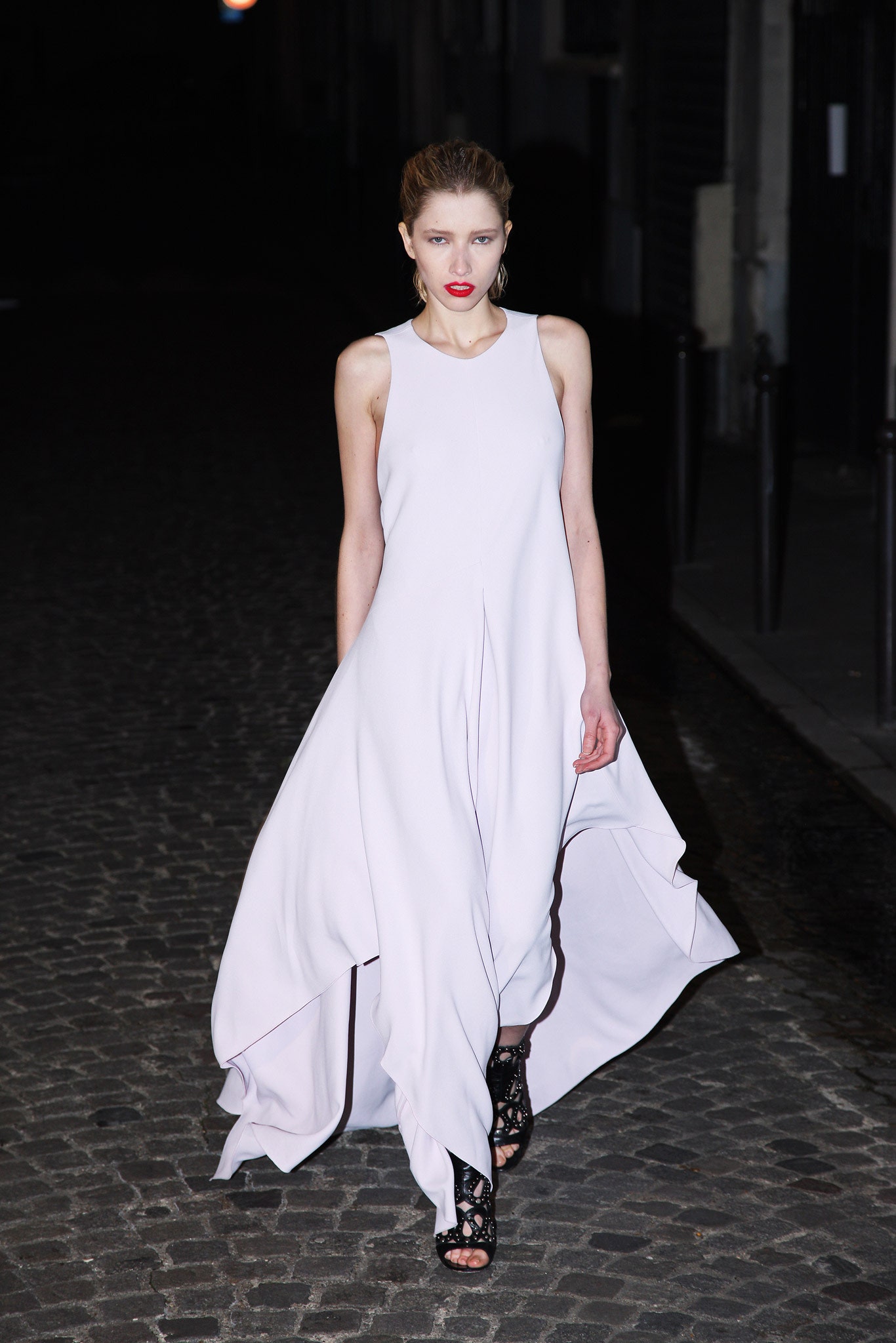 lavender silk sleeveless dress