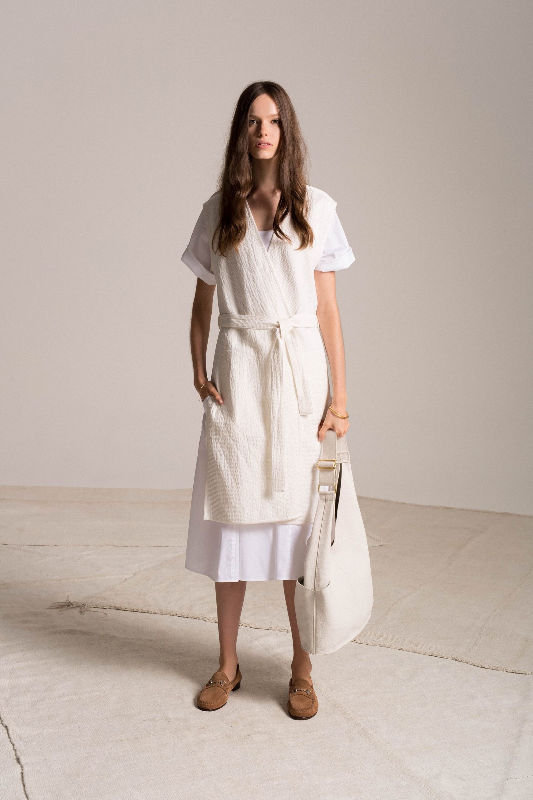 white relaxed midi dress