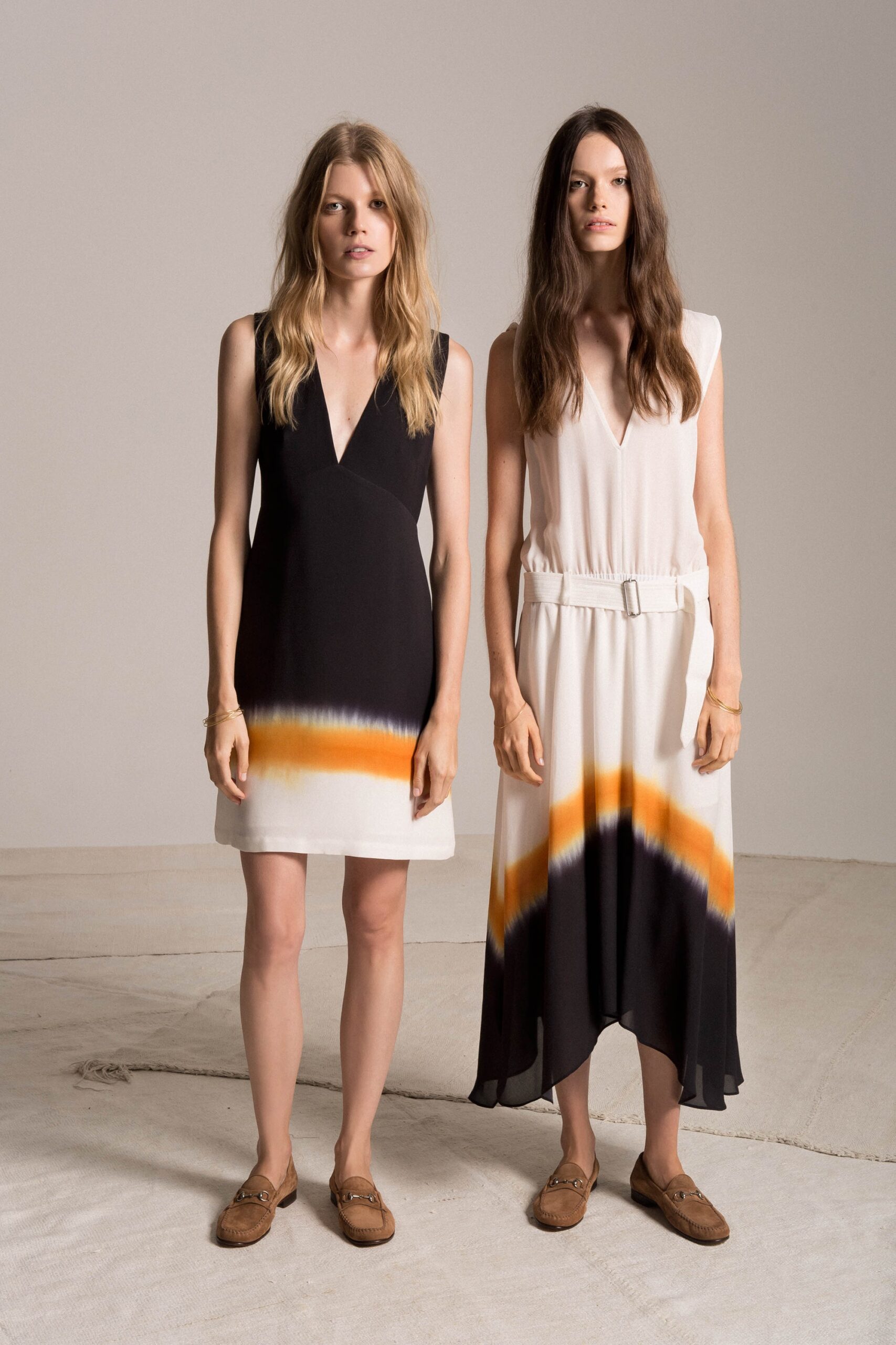 black and white color-blocked dresses