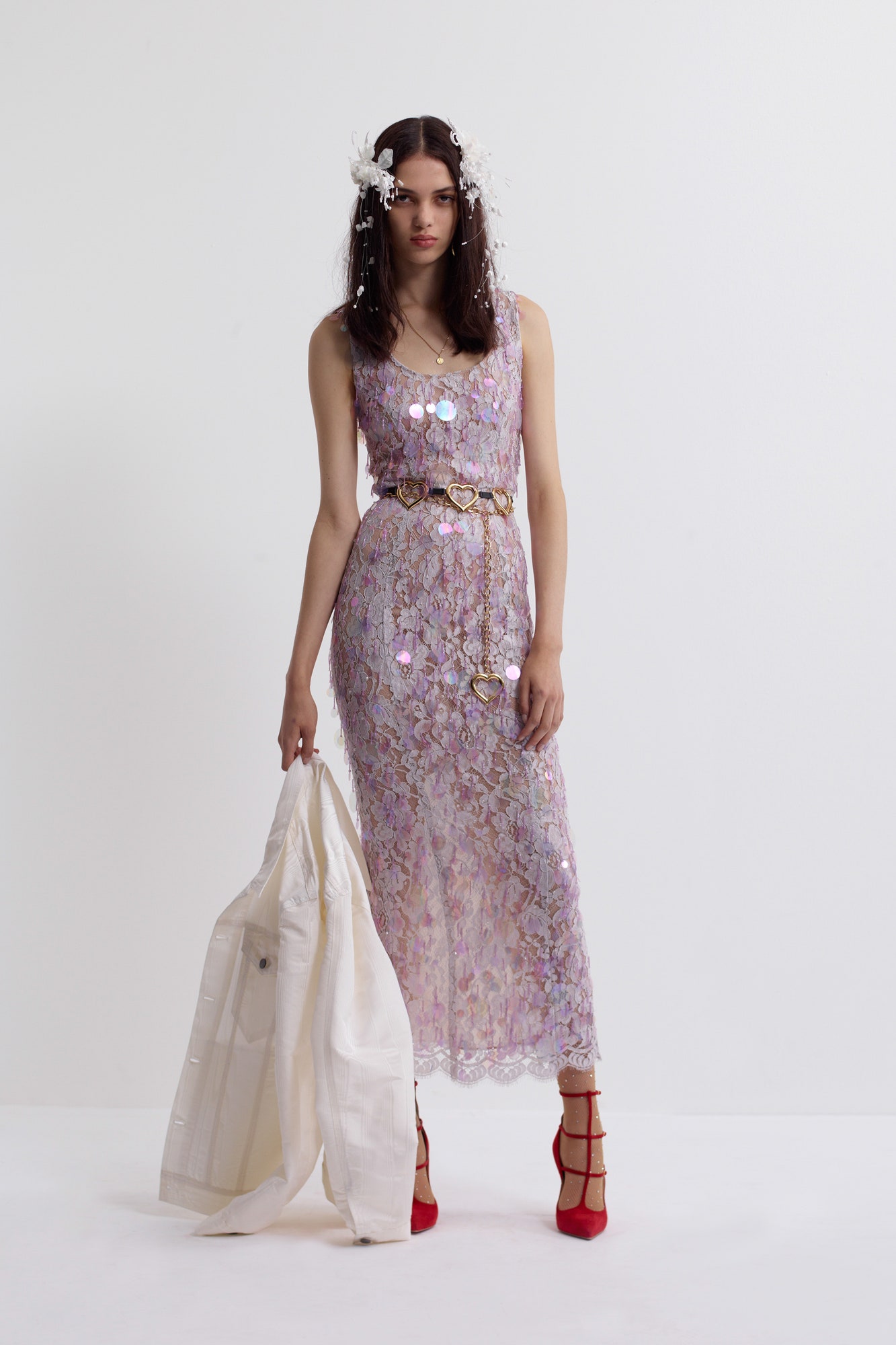 purple lace sleeveless v-neck fitted embroidered tiered dress