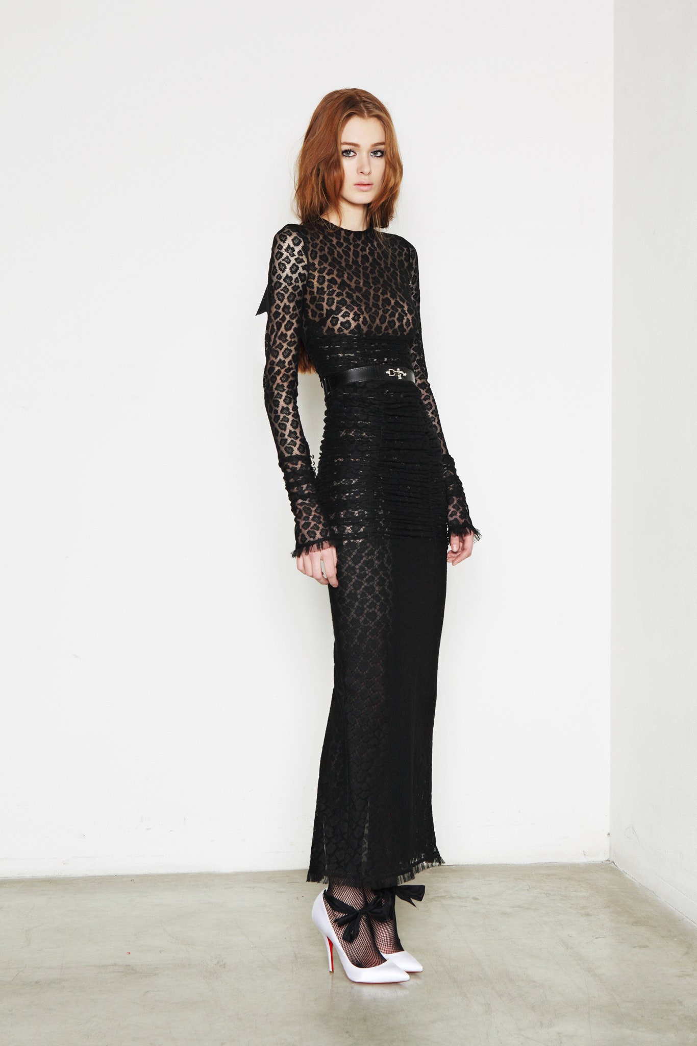 black lace fitted maxi dress