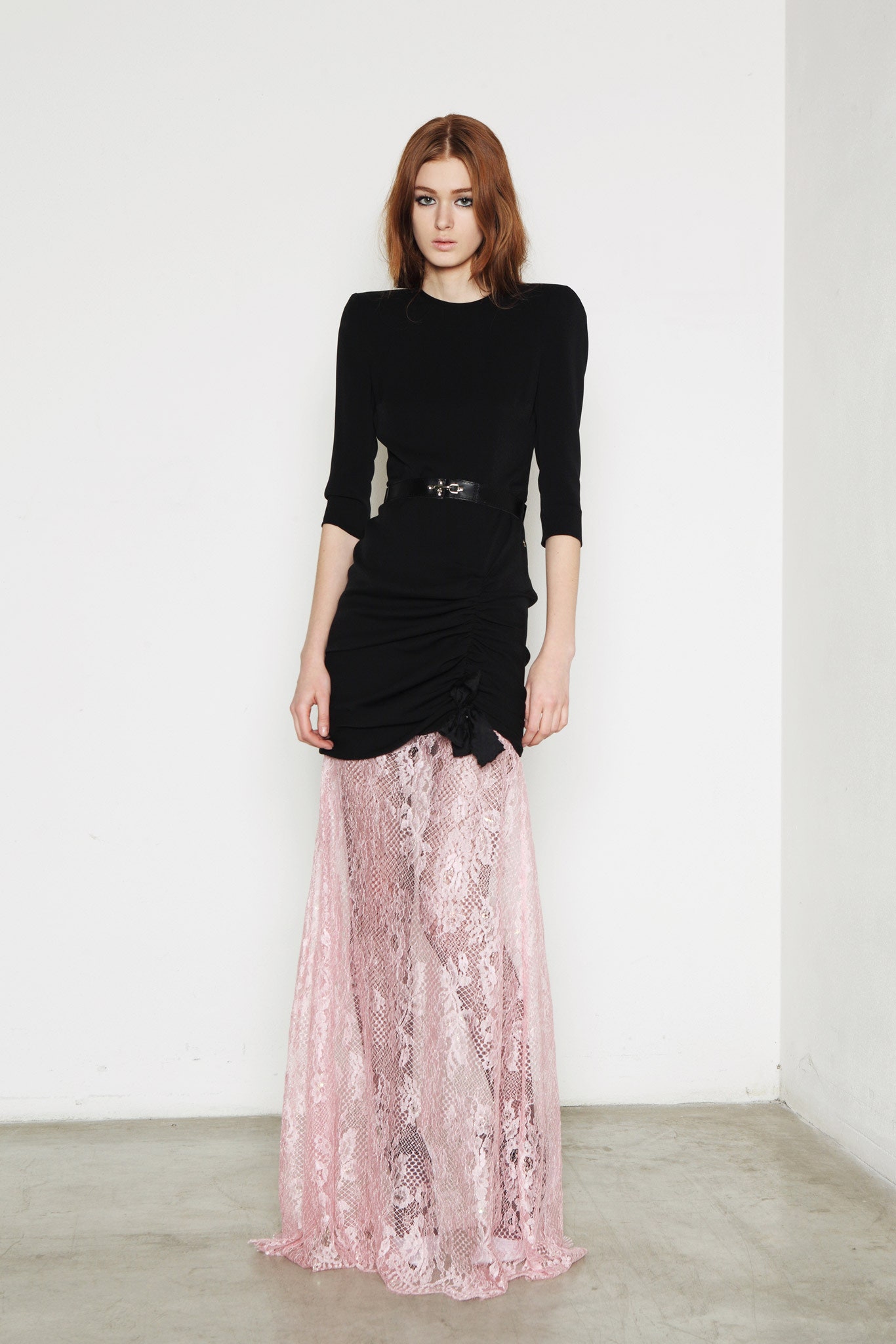black and pink lace dress