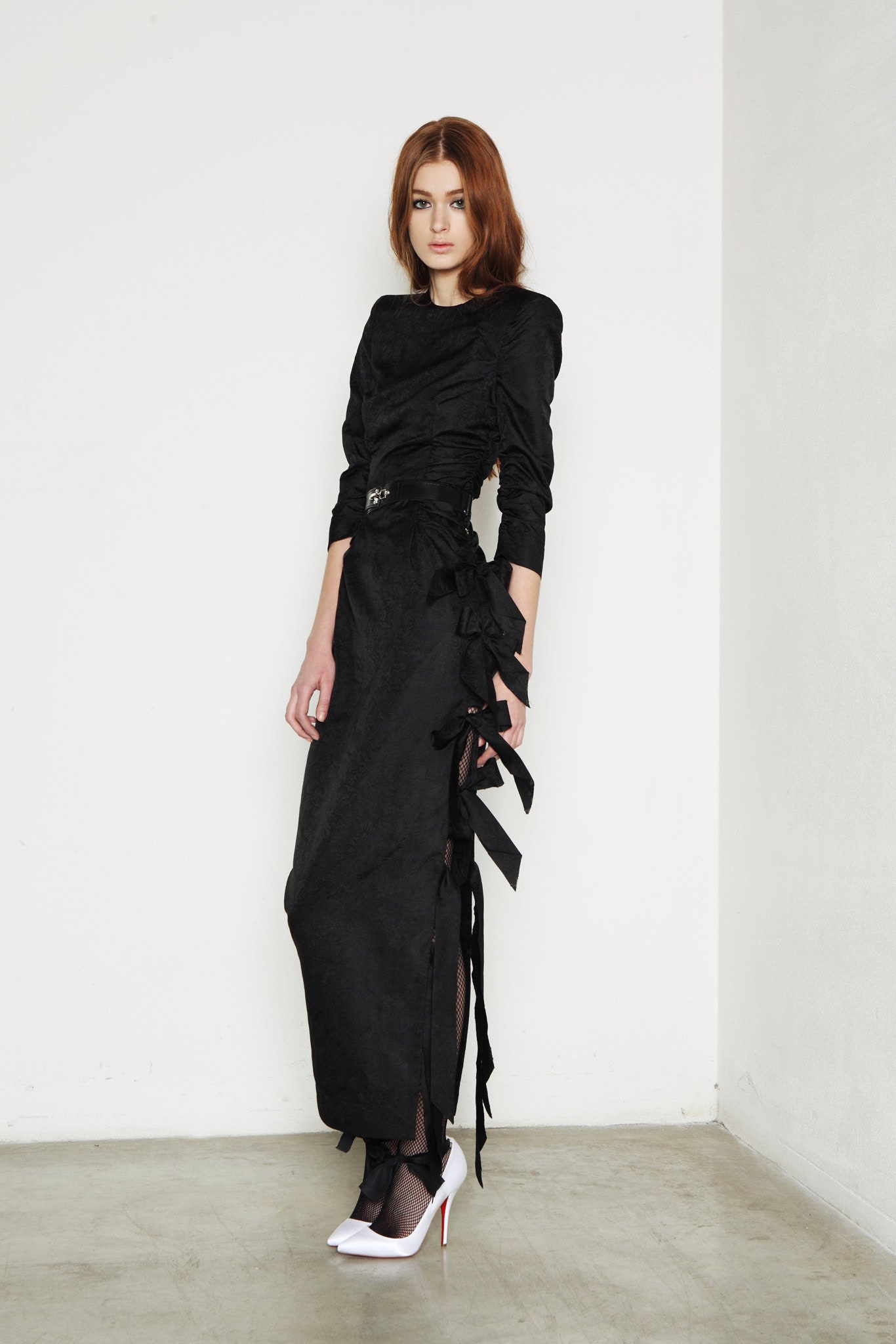 black silk fitted dress