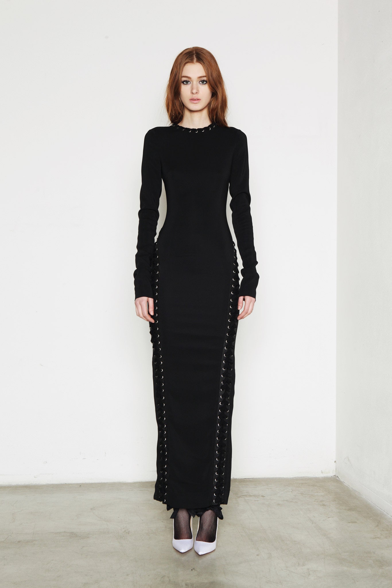fitted black maxi dress