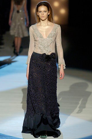 black and beige embroidered gown