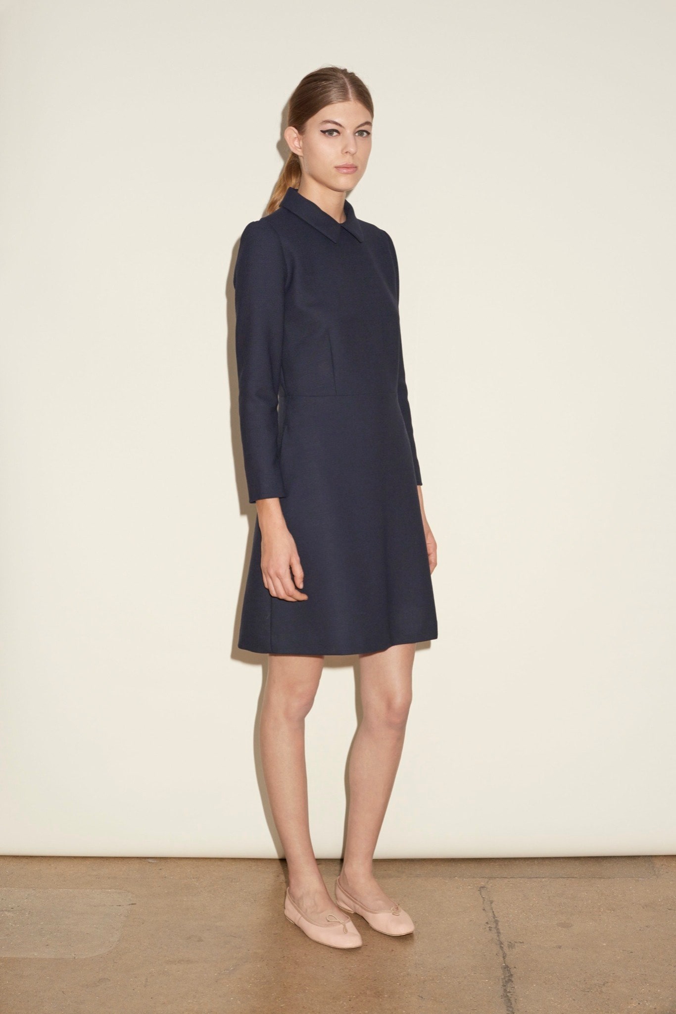 fitted blue cotton dress
