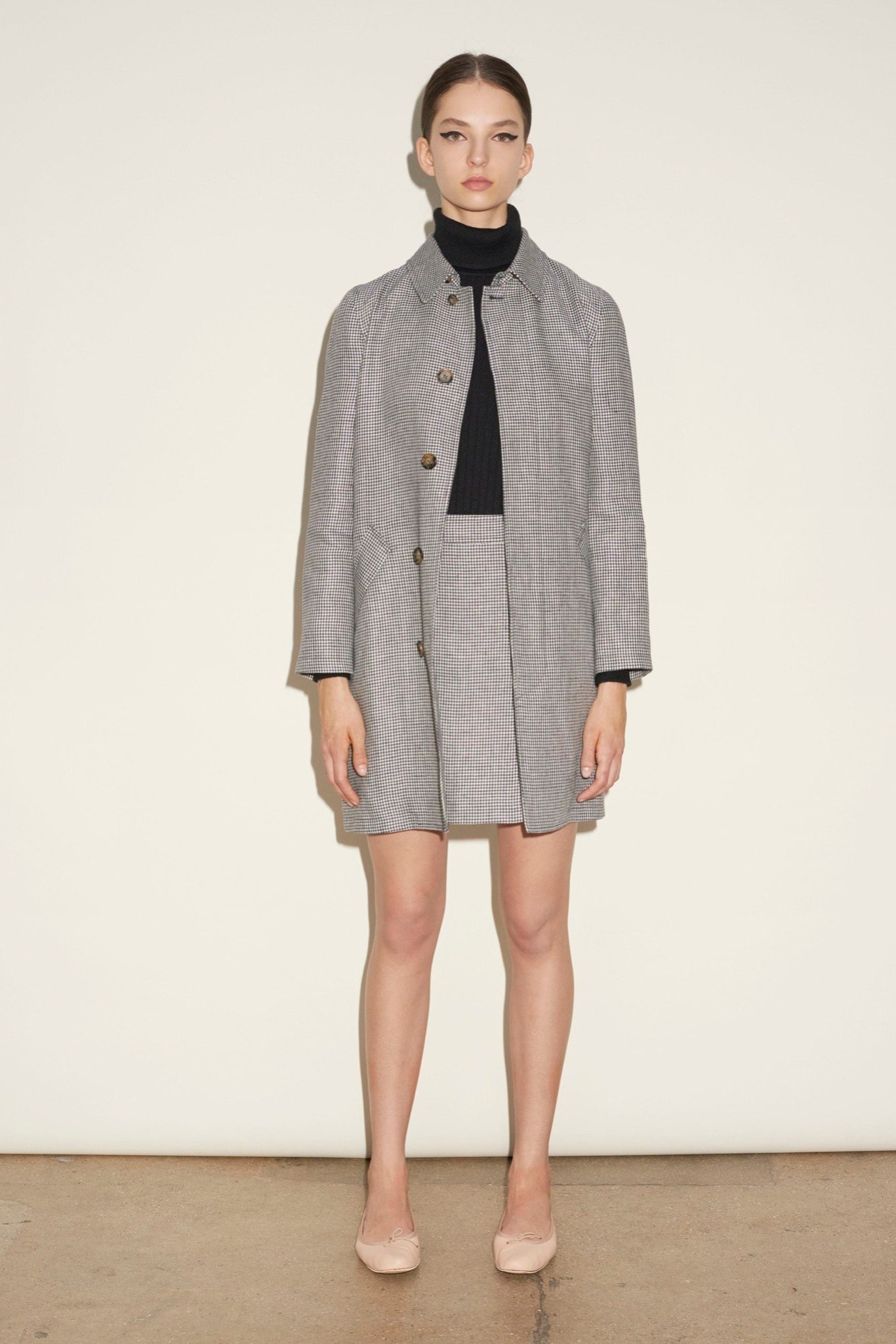 gray wool fitted pencil mini skirt