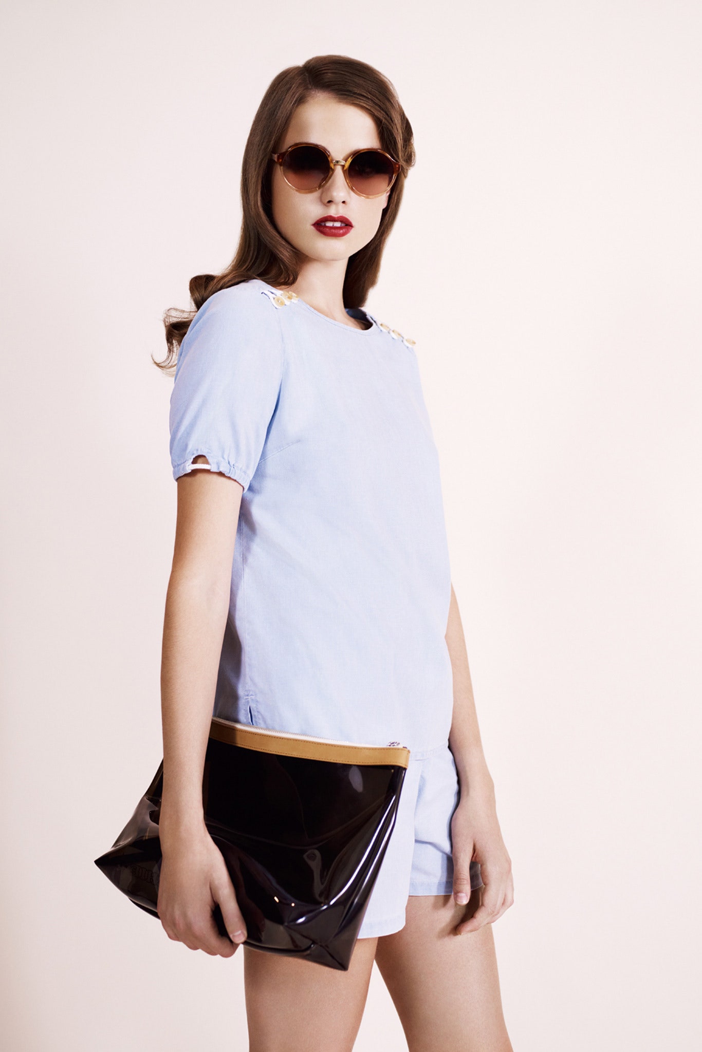 blue cotton top and shorts