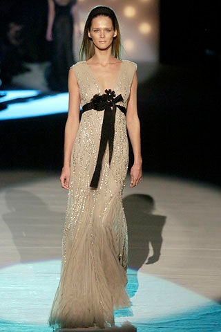 beige silk sleeveless gown