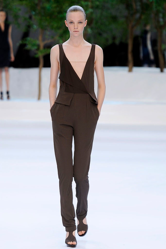 brown fitted sleeveless jumpsuit