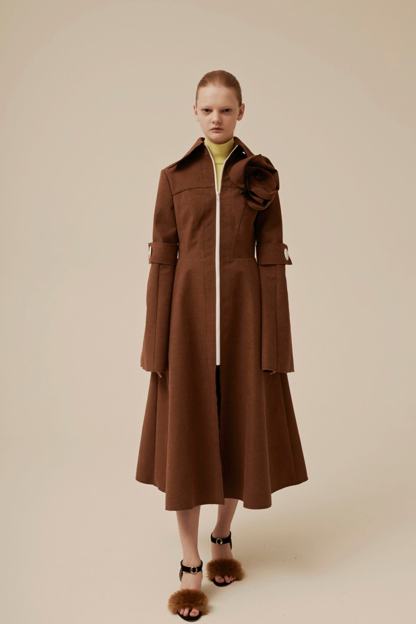 brown fitted wool coat