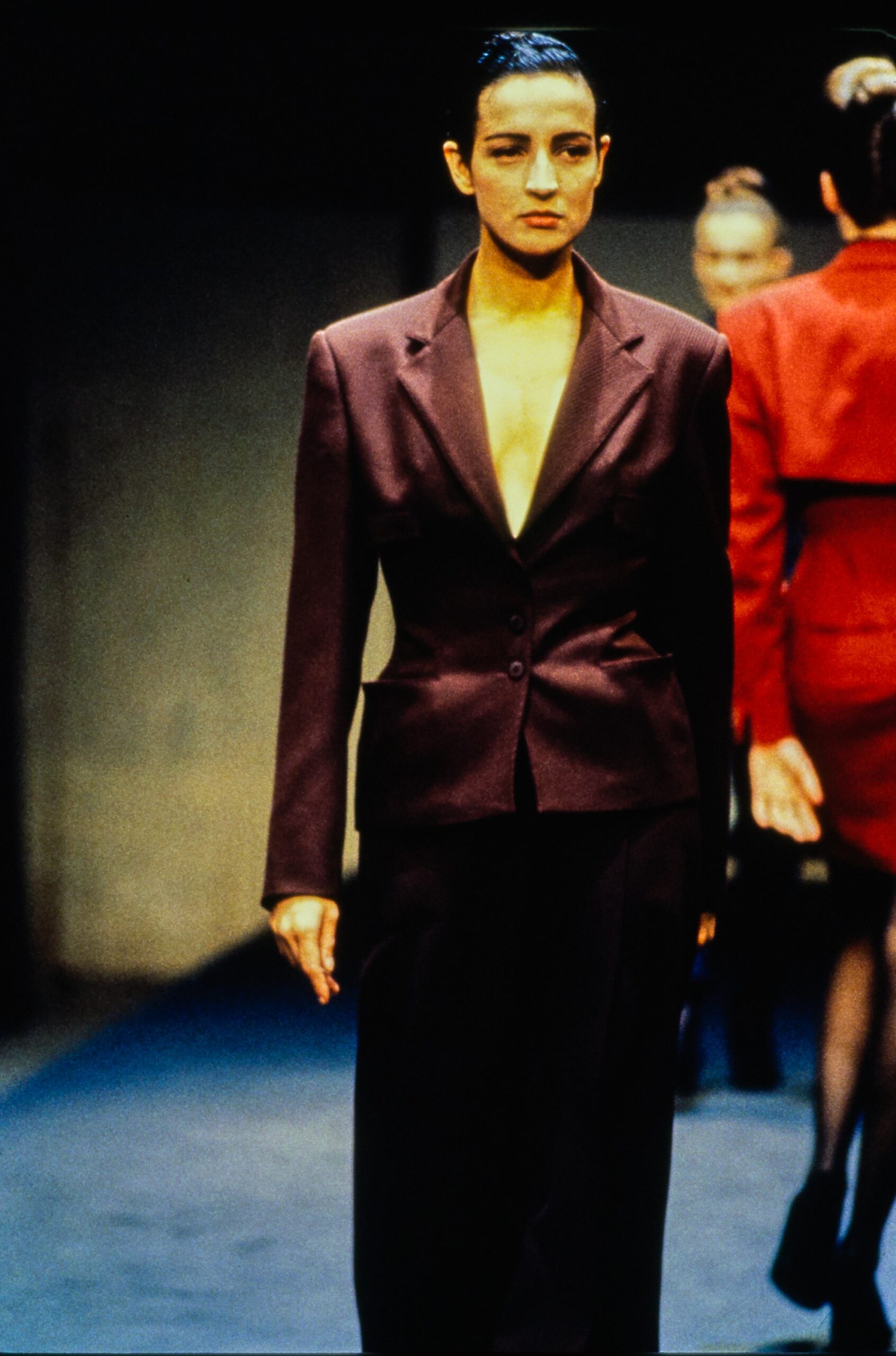 maroon tailored suit