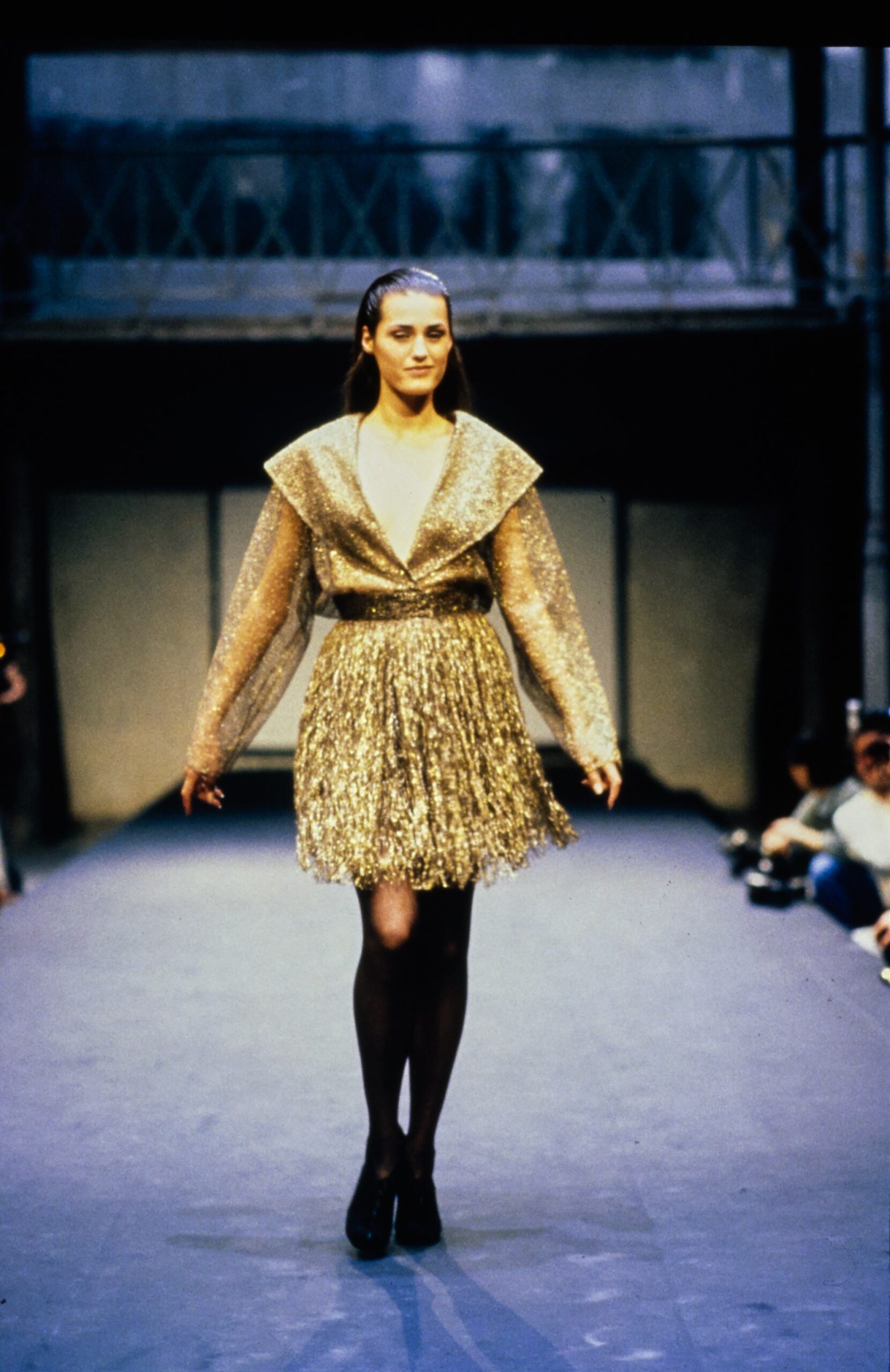 gold pleated short dress