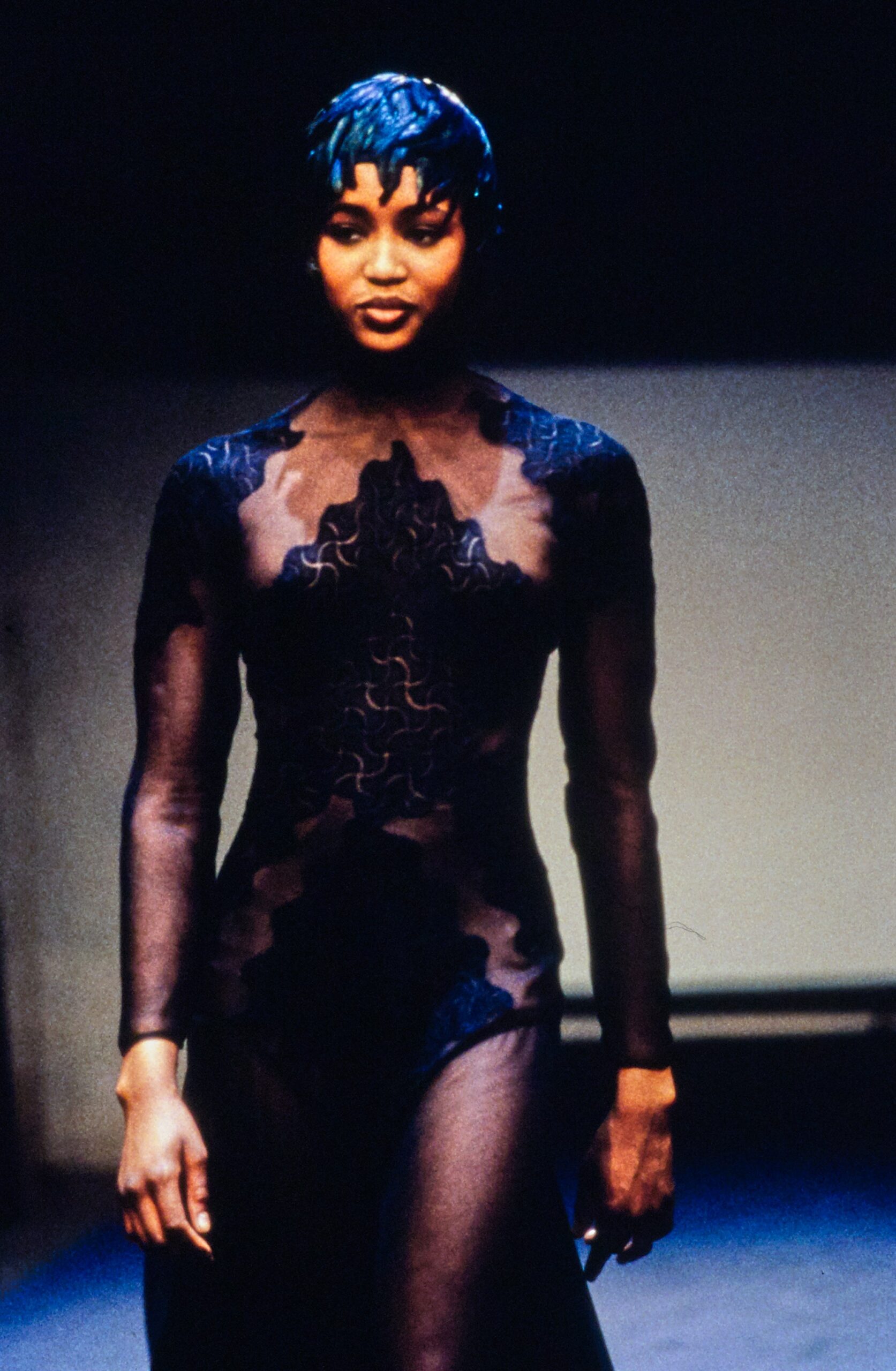 black silk fitted gown