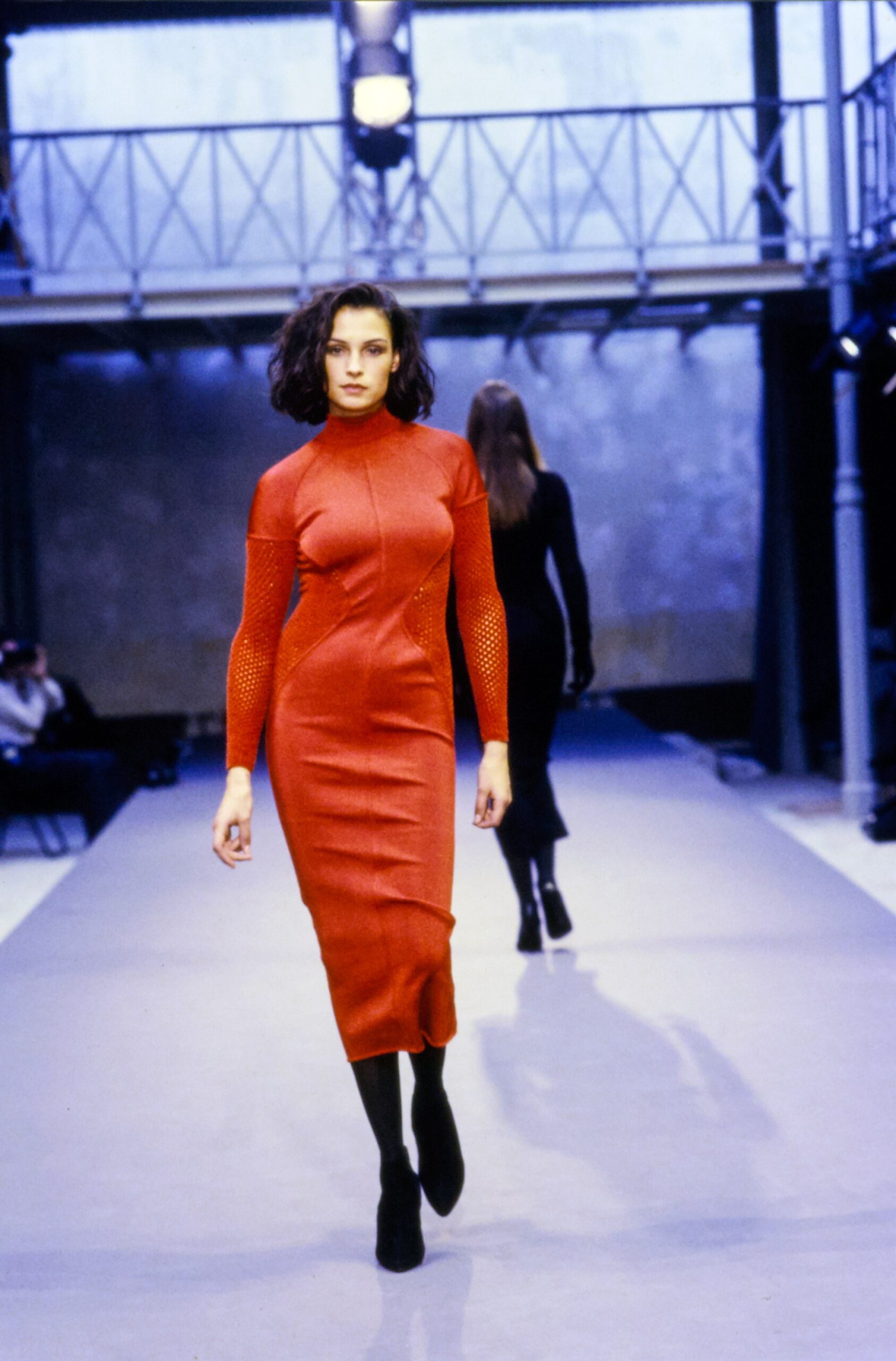 fitted red midi dress