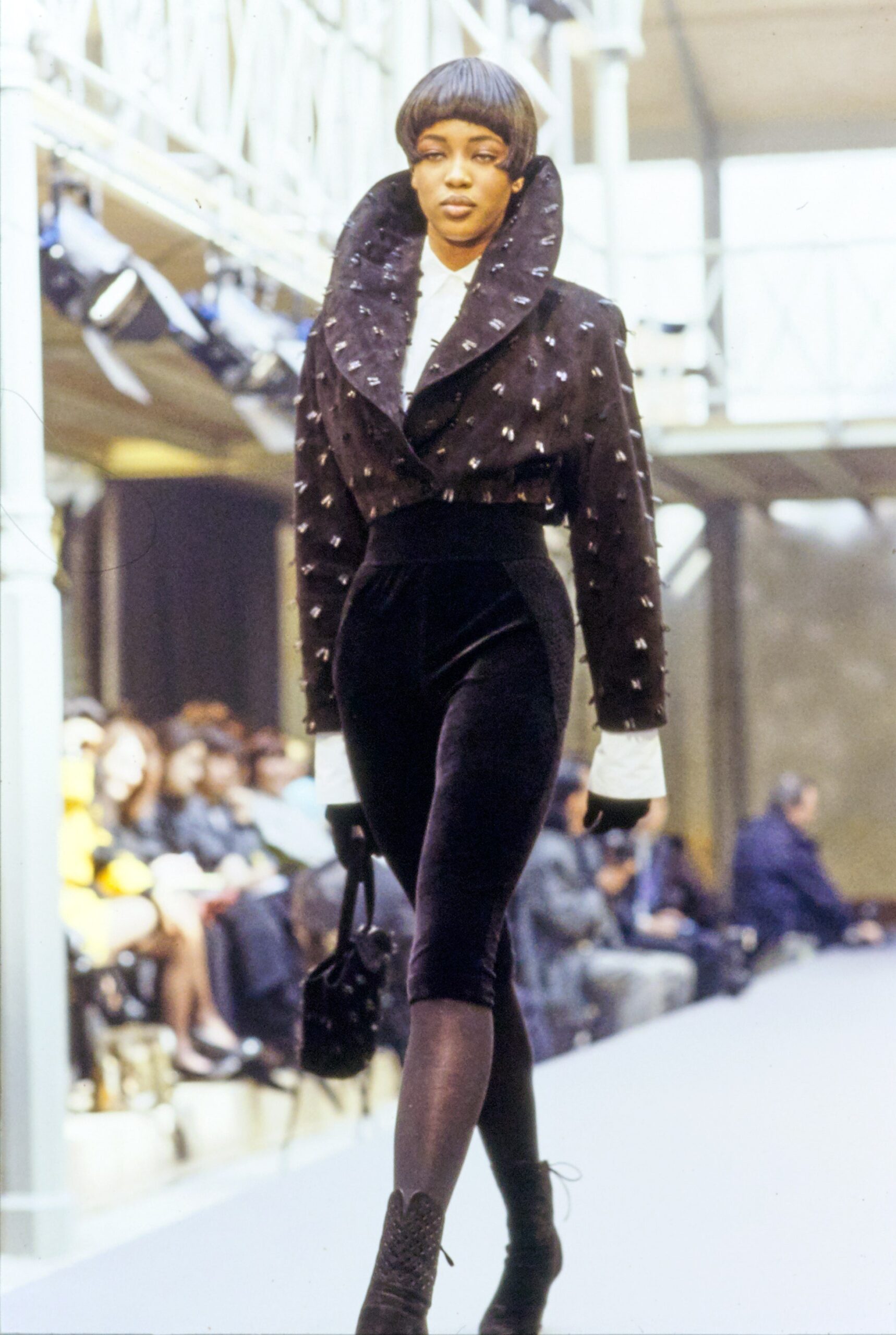 black velvet fitted jacket and pants
