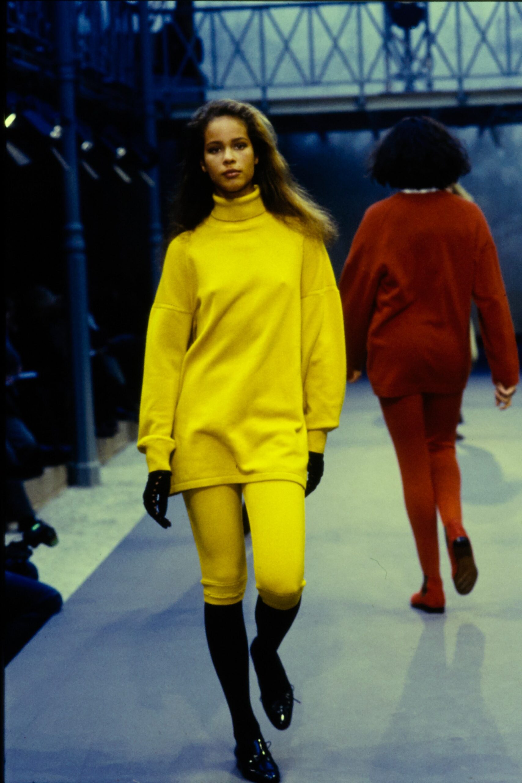 yellow oversized turtleneck top