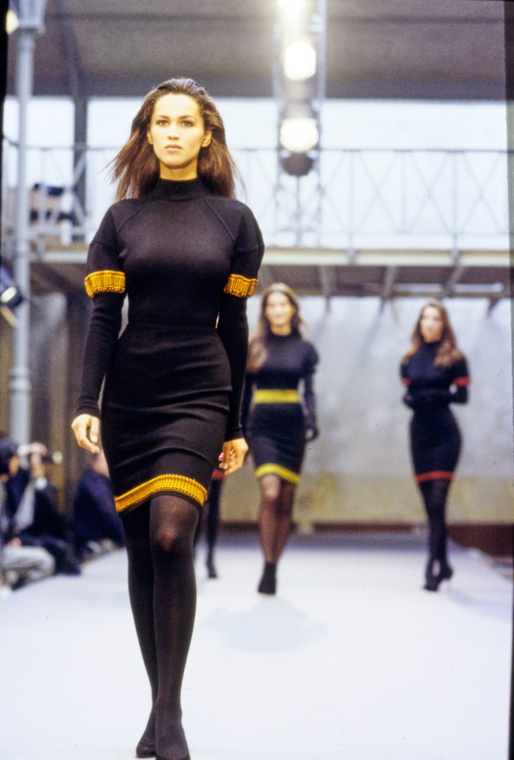 fitted black cotton midi dress
