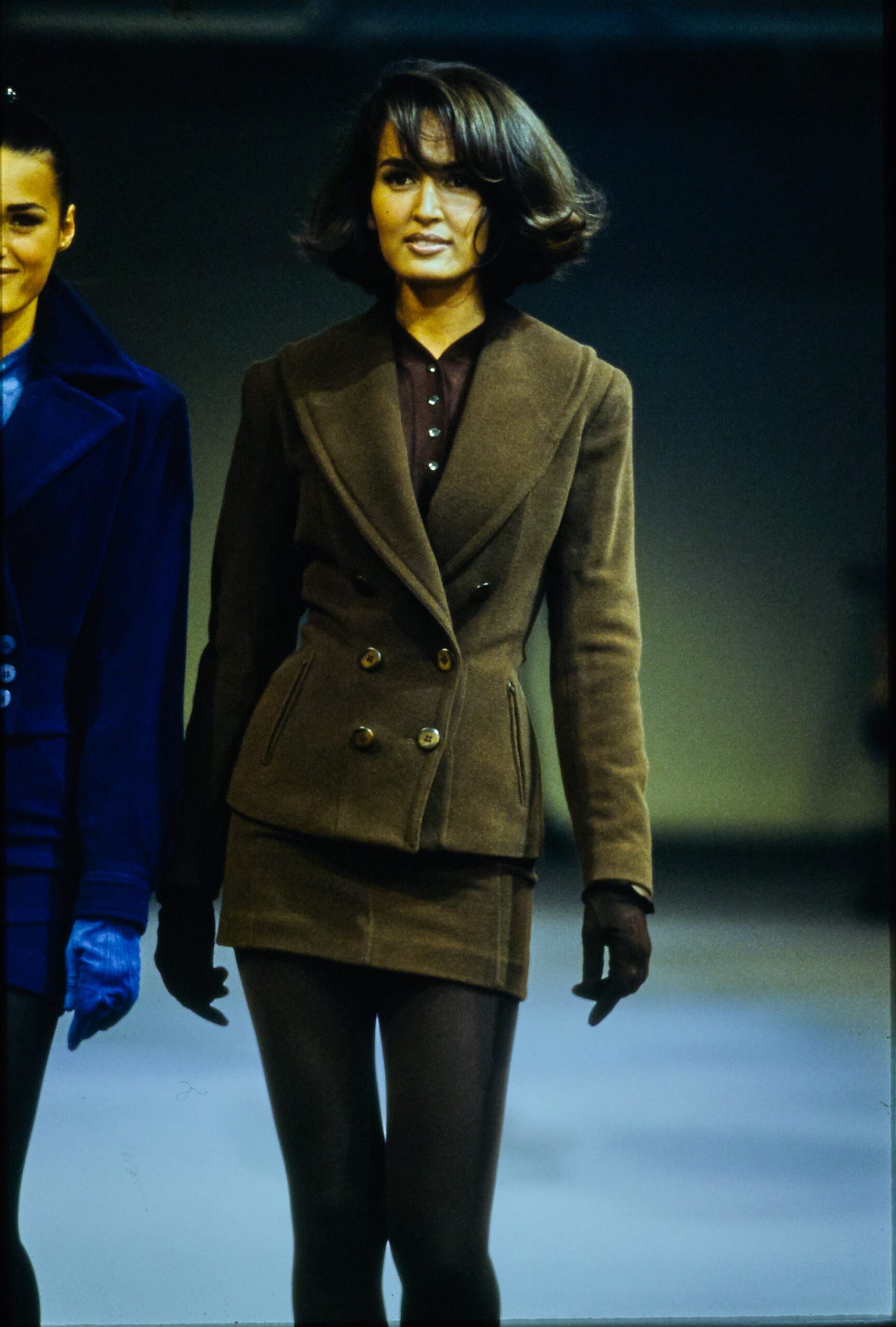 brown wool fitted pencil short skirt