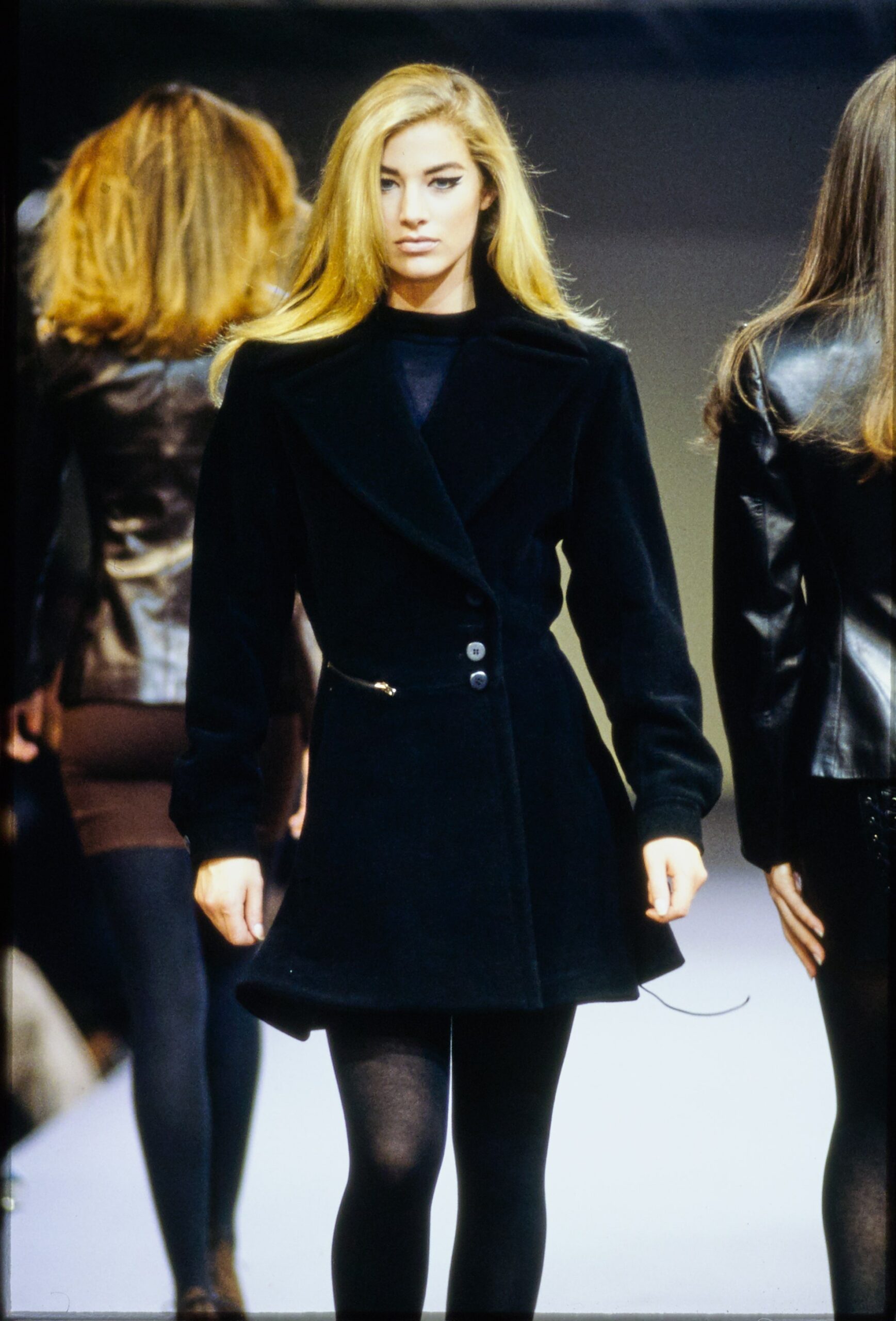 fitted black wool coat