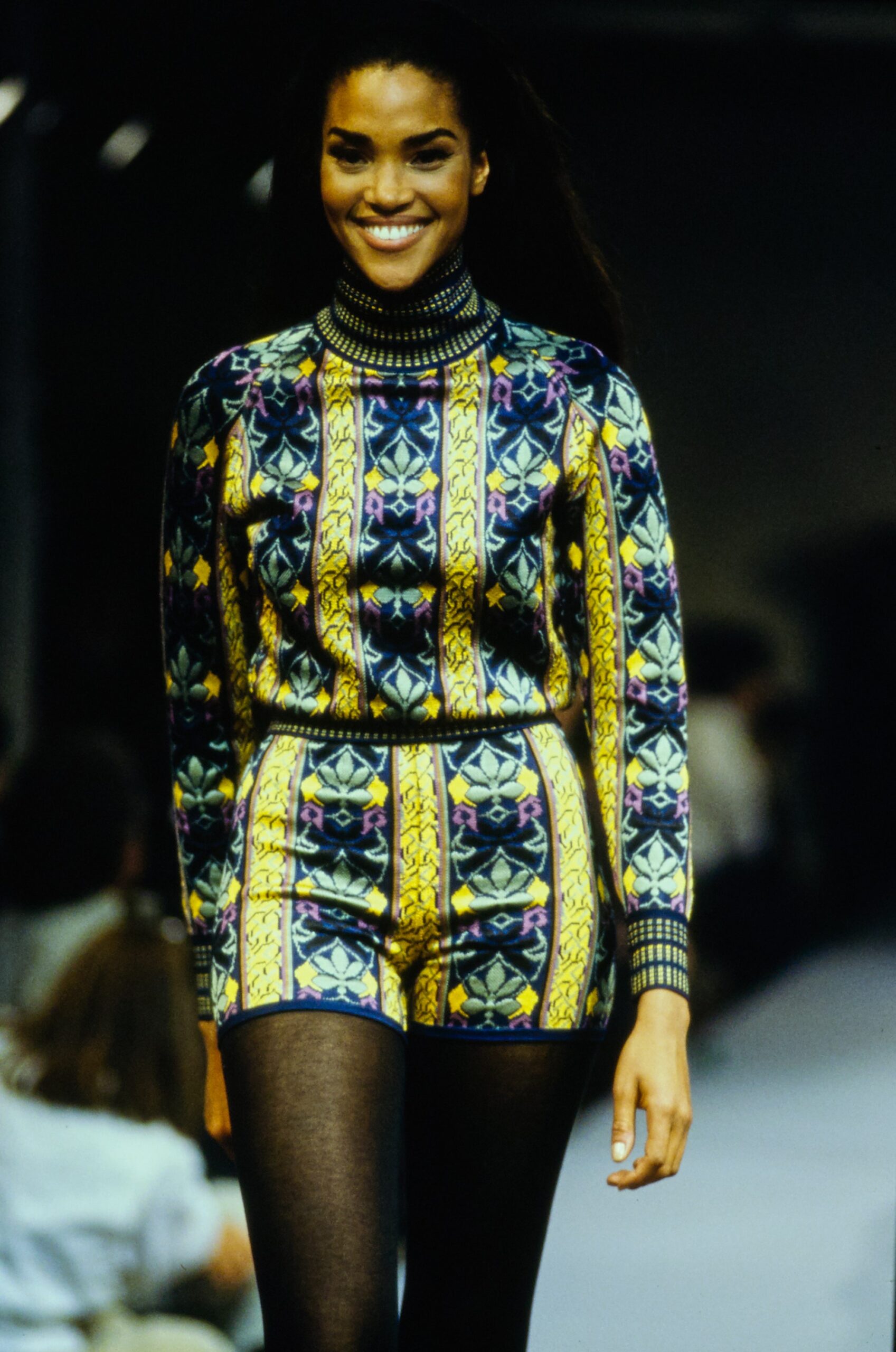 printed yellow blue purple romper