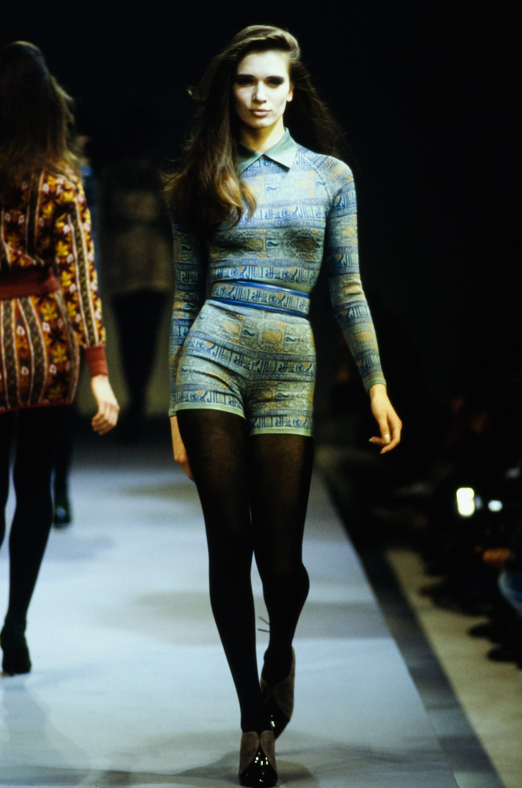 blue printed sleeveless romper