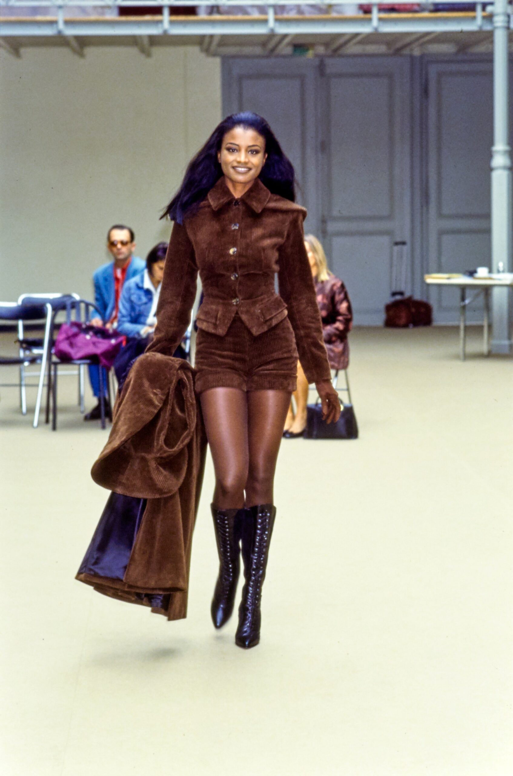 brown velvet fitted blazer and shorts