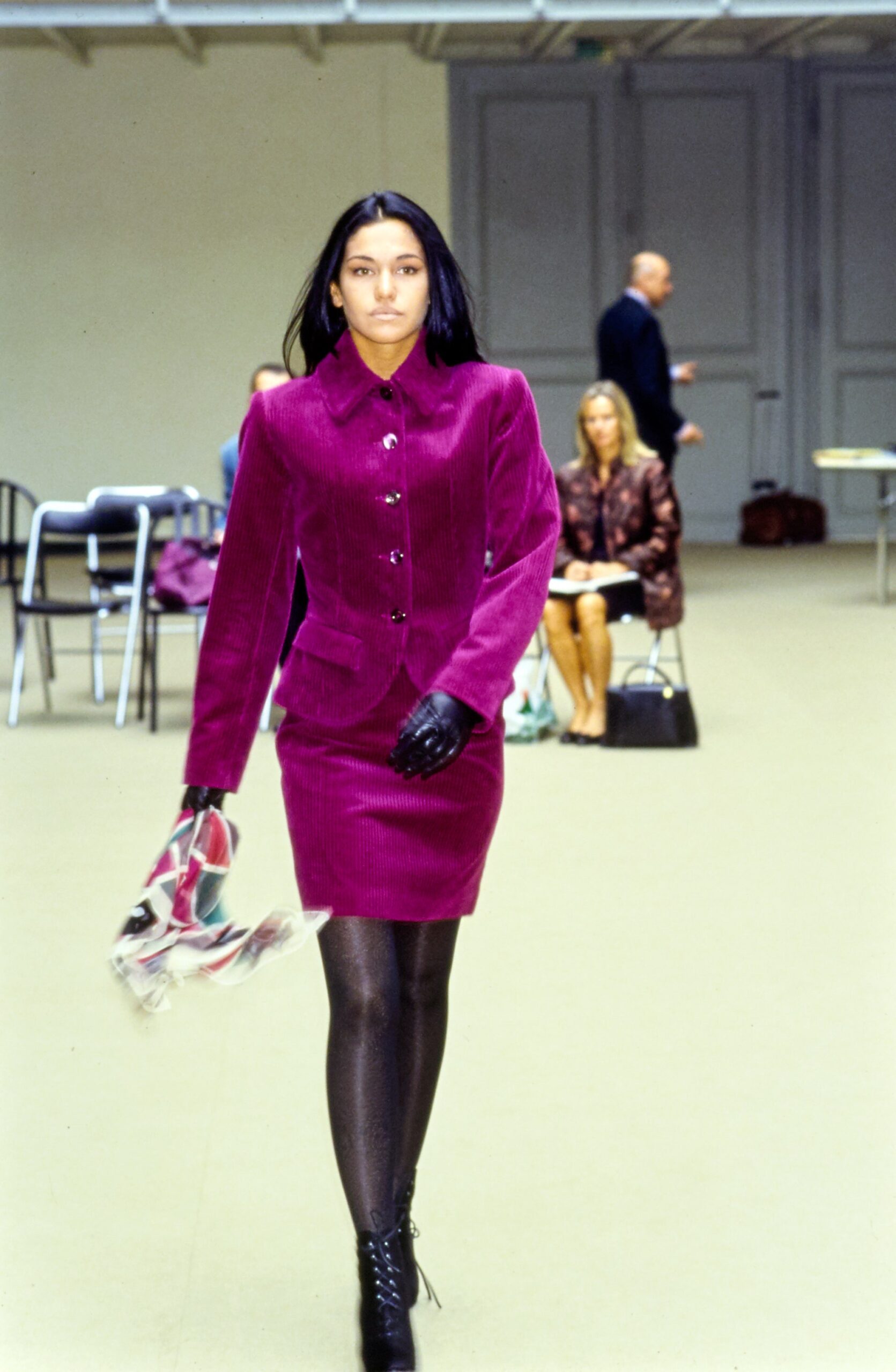 fitted purple blazer and skirt