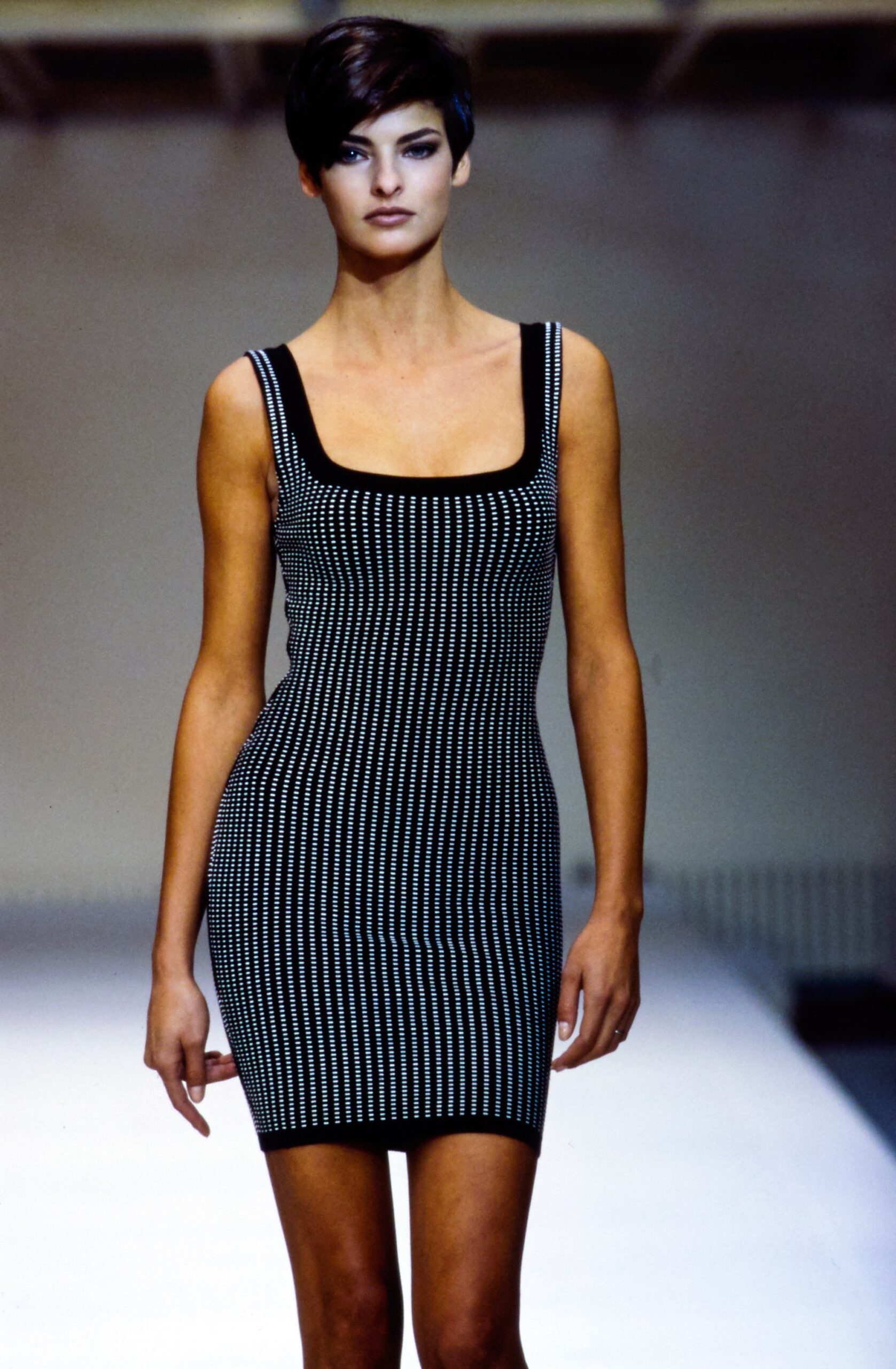 black and white striped mini dress