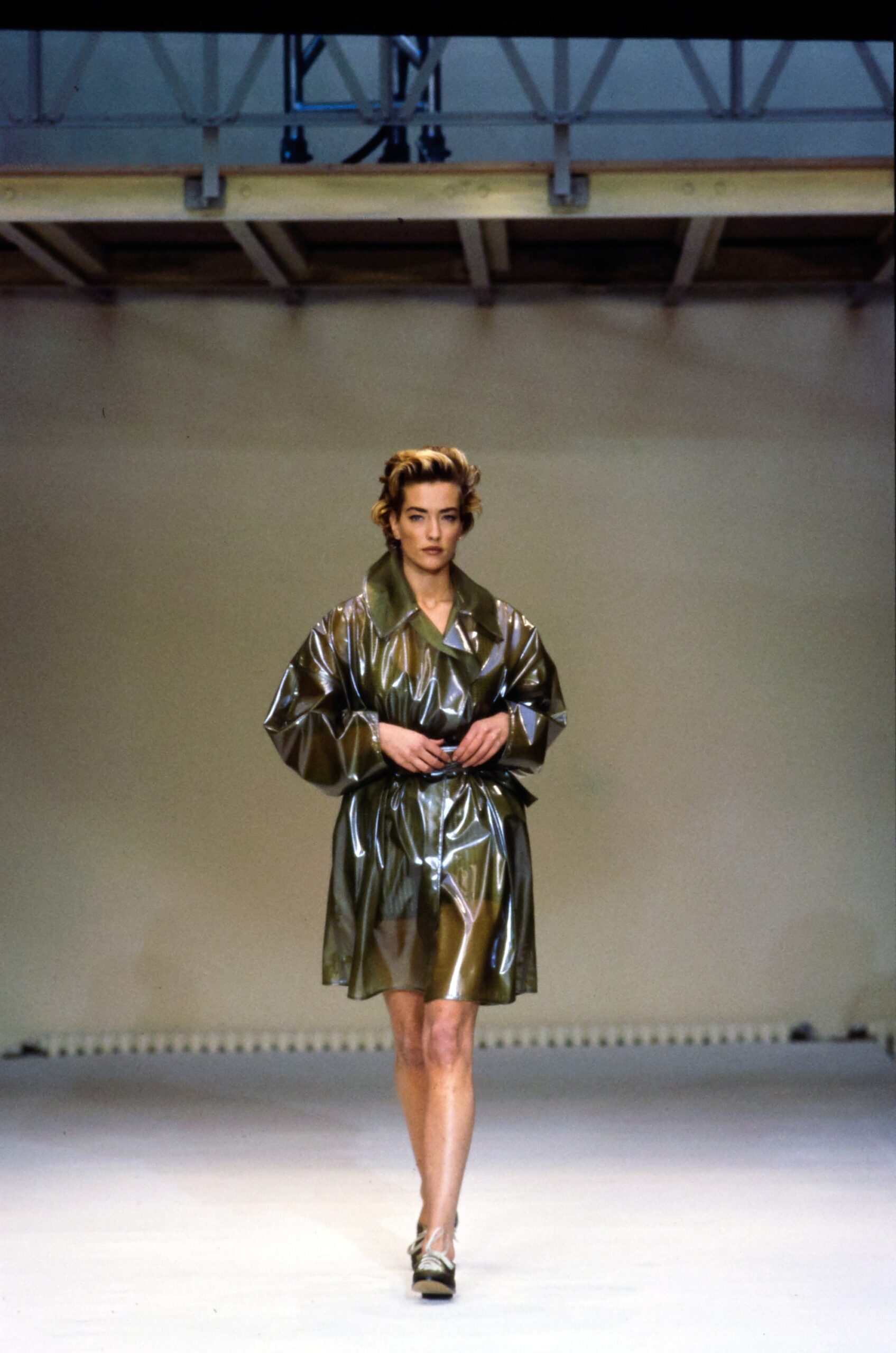 gray vinyl relaxed coat