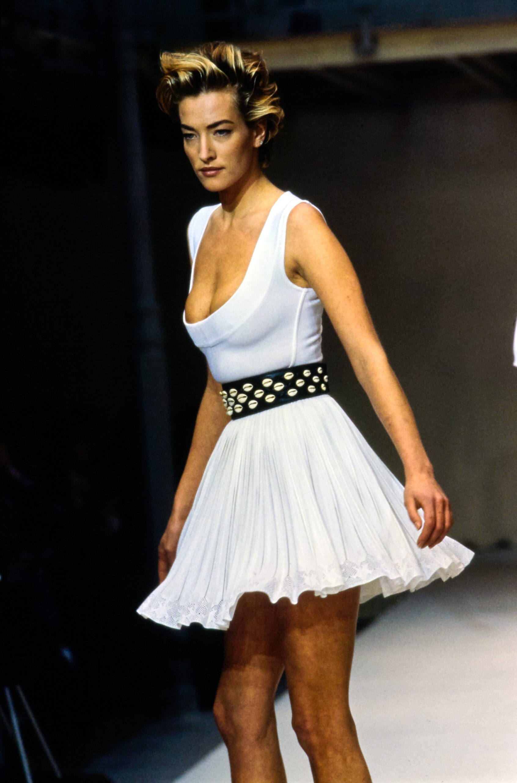 black leather fitted embellished belt