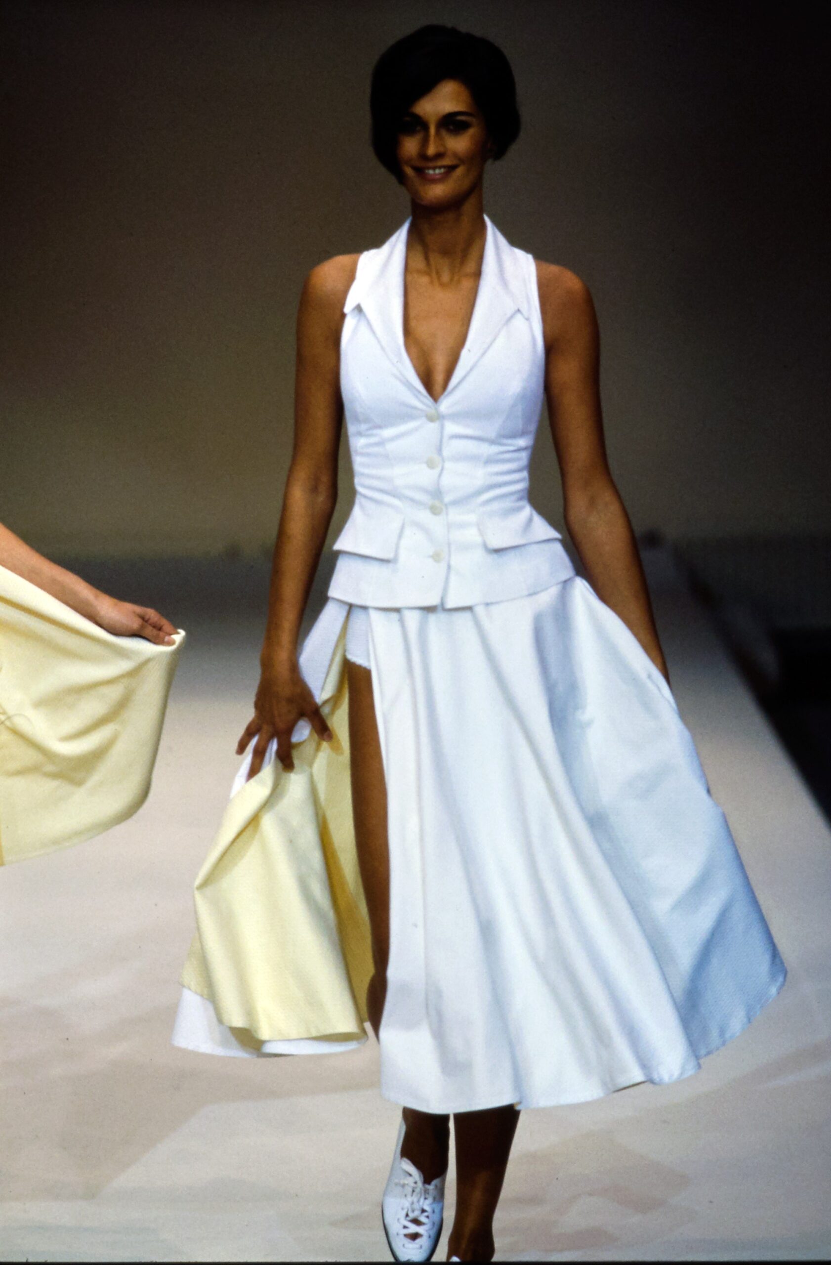 white fitted sleeveless dress
