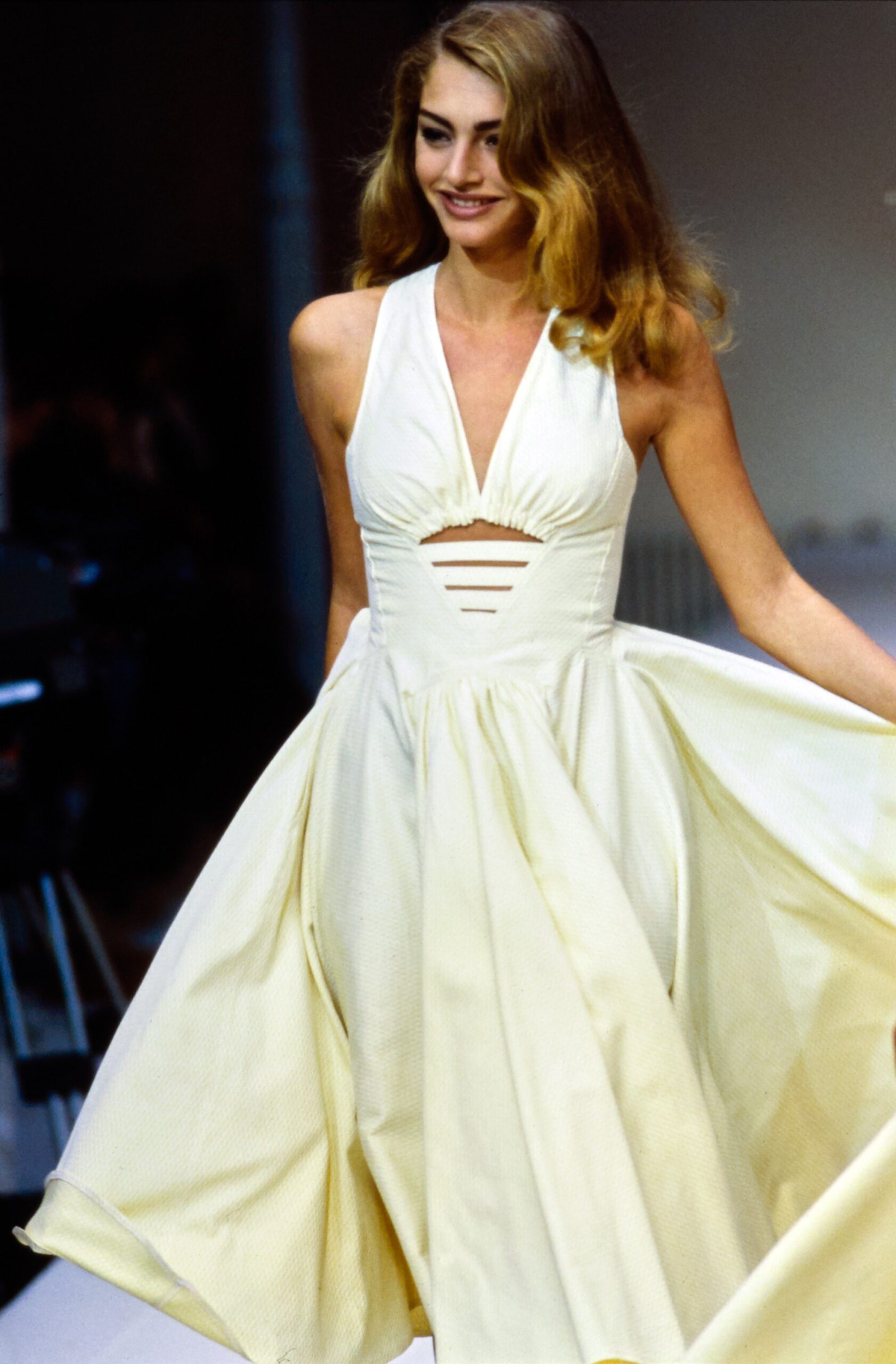 yellow cotton halter dress
