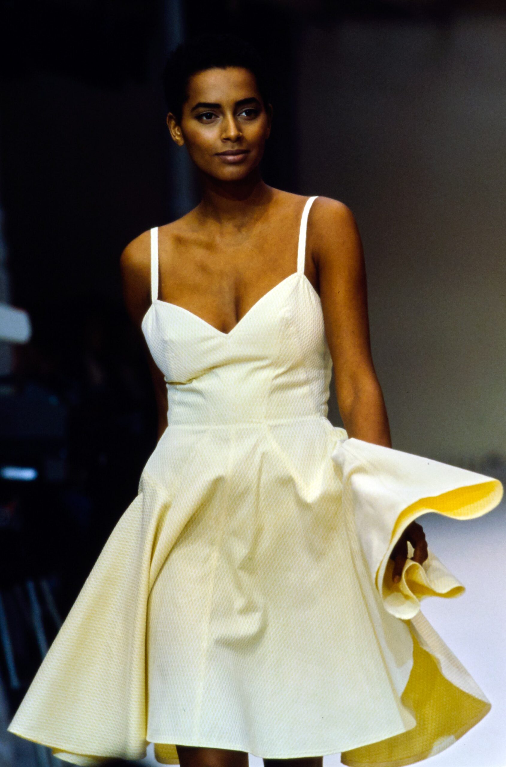 yellow cotton sleeveless dress